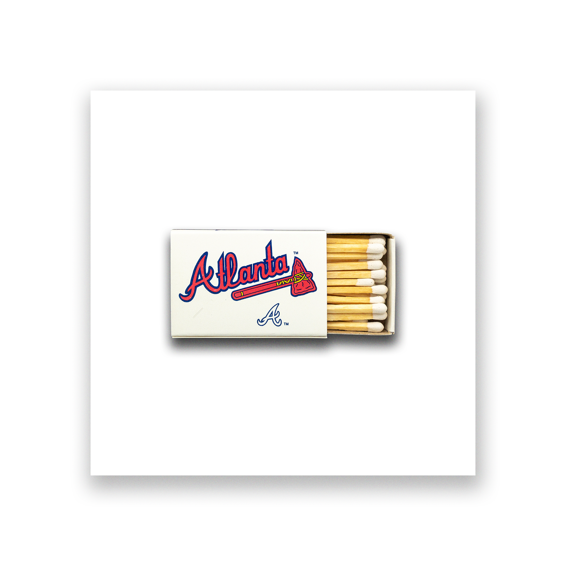 Vintage sports matchbook art print inspired by the Atlanta Braves, framed wall art