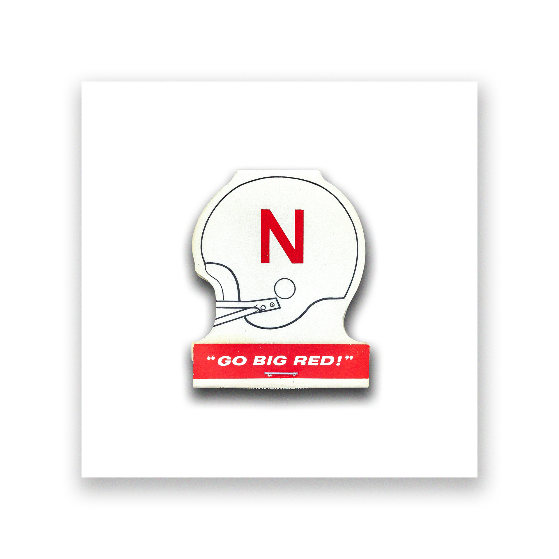 Vintage sports matchbook art print inspired by University of Nebraska football, framed wall art