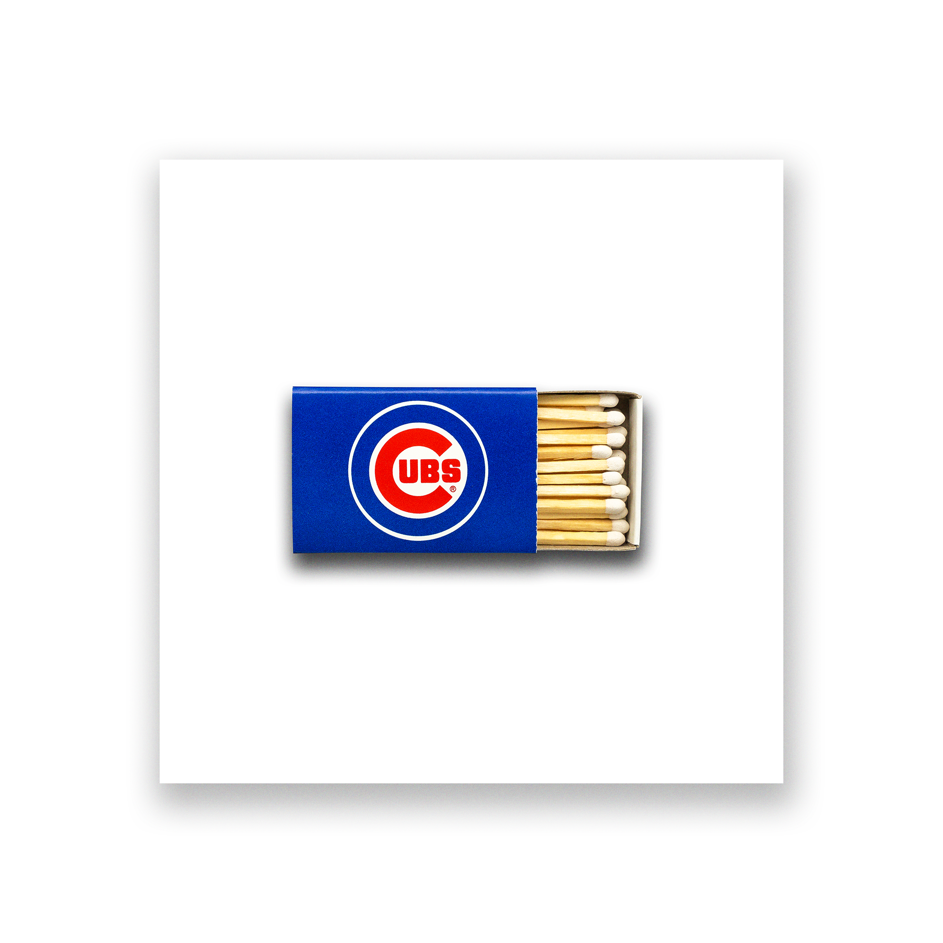 Vintage sports matchbook art print inspired by Chicago Cubs, framed wall art