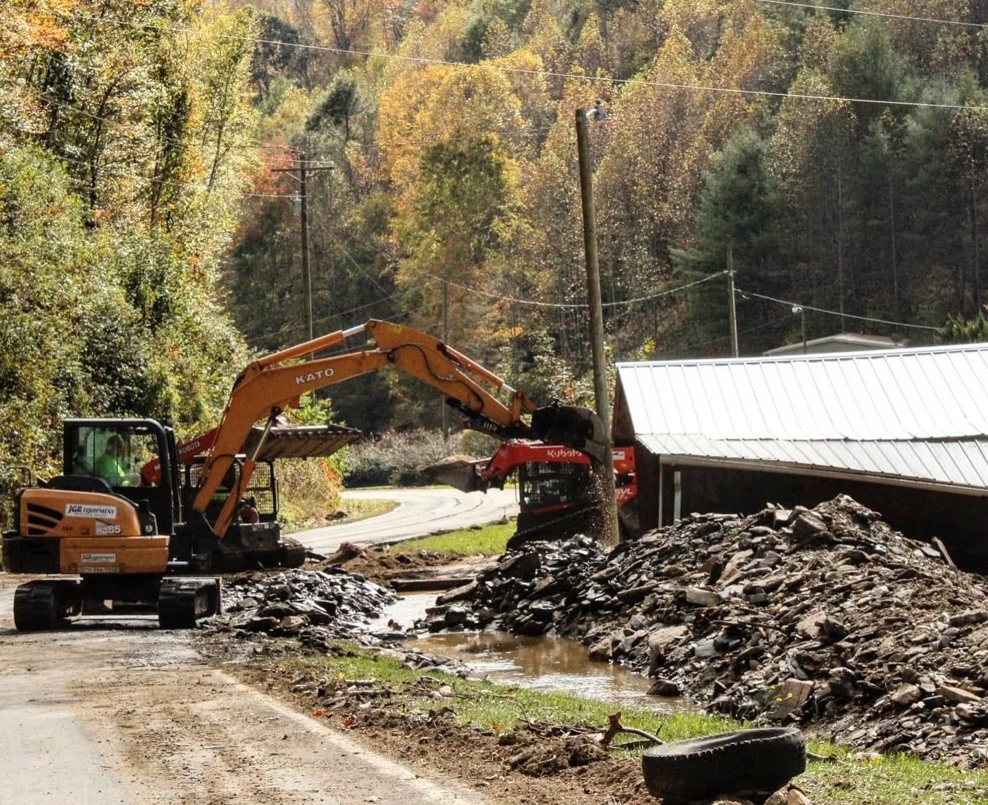 Our crews out again to rebuild and repair more private bridges, roads, culverts, and demo houses that were flooded.  Many of the residents up here can&rsquo;t afford these repairs and do not have insurance.  Our goal is to help those who are in most 