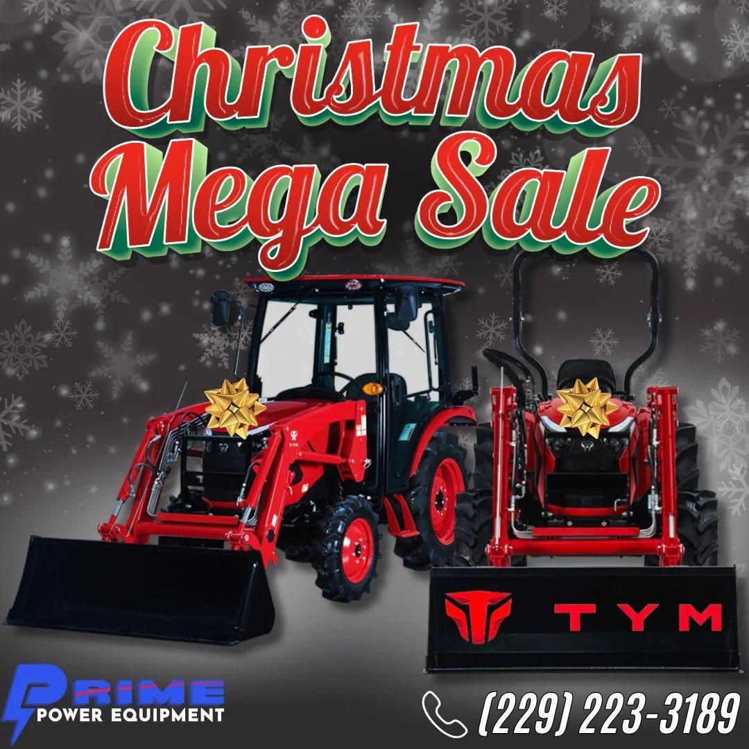🎄 CHRISTMAS MEGA SALE AT PRIME POWER EQUIPMENT! 🎁

This season, give yourself the gift of POWER, PERFORMANCE, and PURE TRACTOR MUSCLE.

For a limited time only on TYM Tractors:
✨ 0% Financing on Select TYM Models
✨ FREE Delivery
✨ Built for comfort