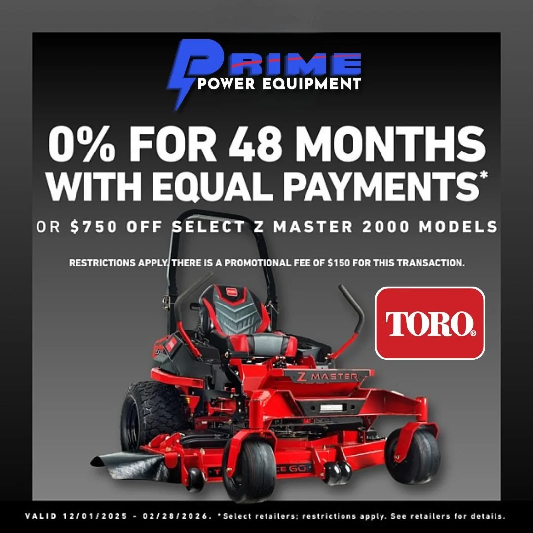 🚨TORO Z-MASTER SAVINGS YOU DON&rsquo;T WANT TO MISS!🚨

Get 0% financing for 48 months with equal payments or $750 off select Toro Z-Master 2000 models. Power, performance, and a professional-grade cut are closer than you think.

A better cut starts