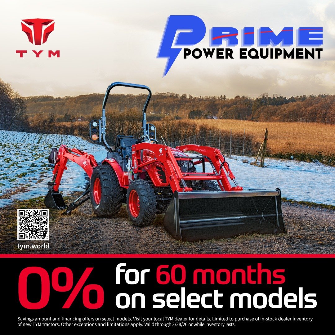 🚨 0% FOR 60 MONTHS ON SELECT TYM MODELS 🚨

Get the power, performance, and reliability you&rsquo;ve been looking for with 0% financing for 60 months on select TYM tractors. Now is a great time to upgrade your equipment and invest in quality you can