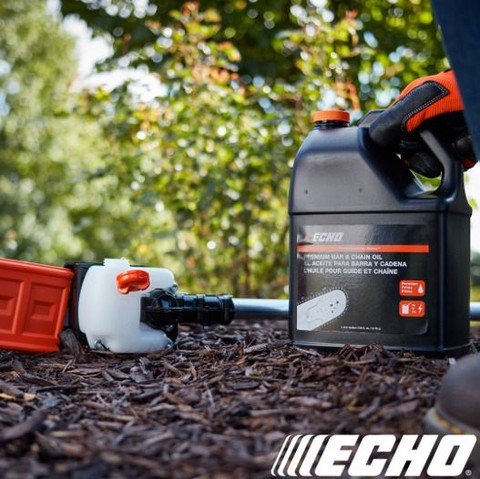 Keep your chains running smooth all winter with ECHO Bar &amp; Chain Oil. Special lubricants reduce friction, minimize resin build-up, and help your saw cut cleaner and cooler. Stop by to get some today.