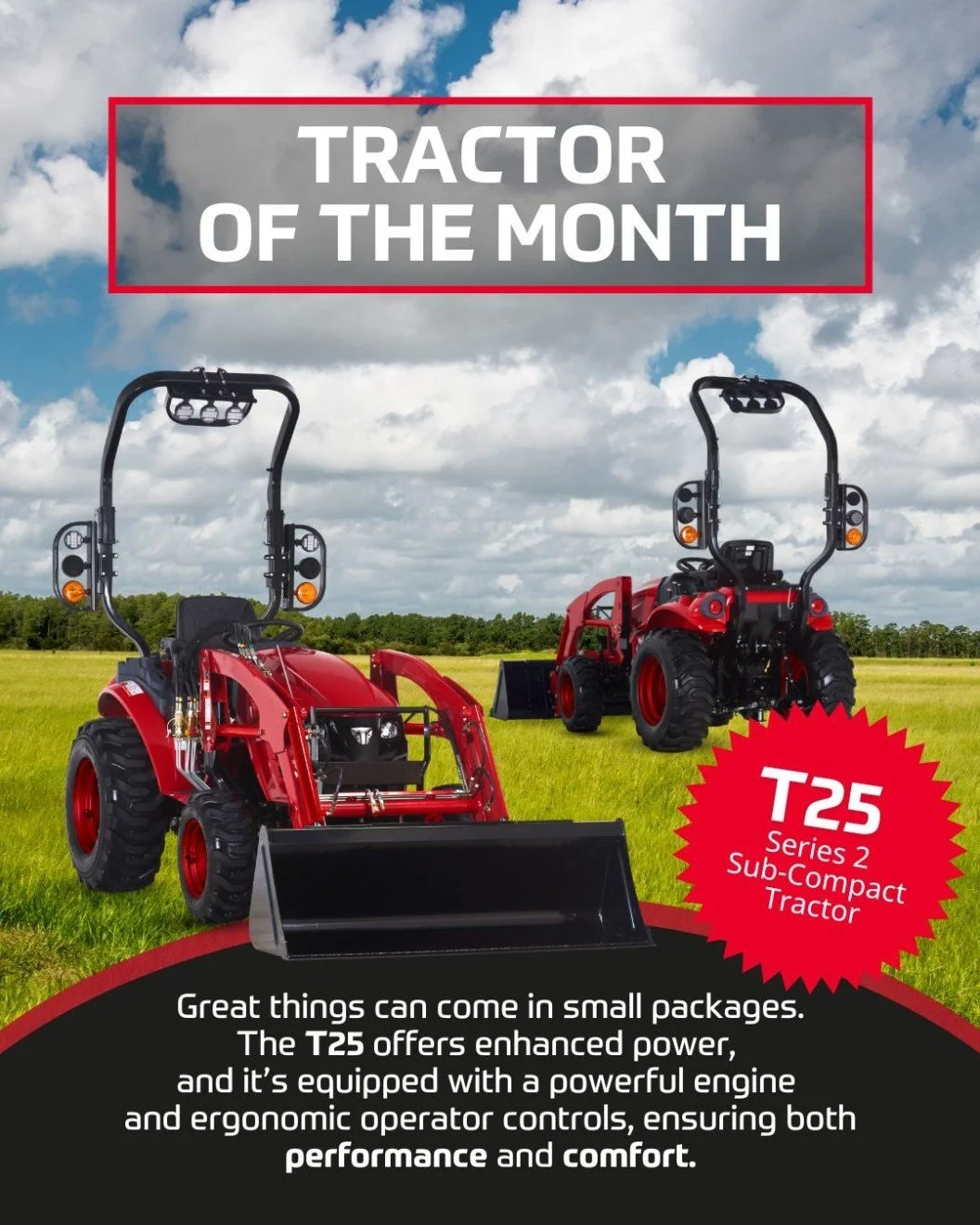 Small Size. Serious Power.💥 

The TYM T25 proves that great things really do come in small packages. Built with impressive power, smooth maneuverability, and ergonomic operator controls, this compact tractor delivers comfort, control, and performanc