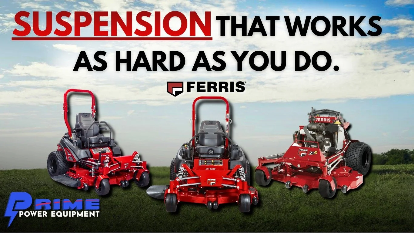 SUSPENSION THAT WORKS AS HARD AS YOU!

Tackle your turf like a true pro with Ferris Mowers. Enjoy ultra-smooth rides thanks to advanced suspension, precision-engineered blades for flawless, even cuts, and all-day comfort that keeps you going without 