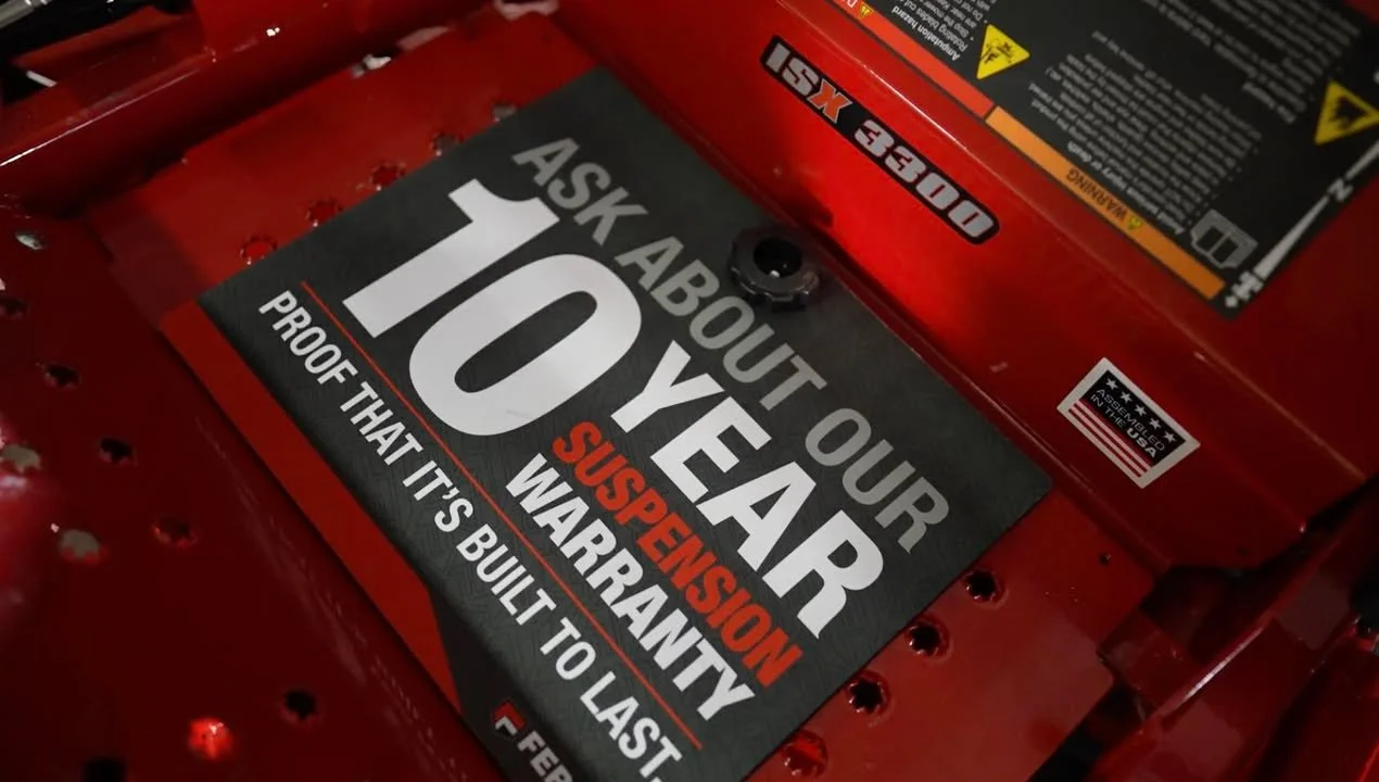 The 𝙄𝙉𝘿𝙐𝙎𝙏𝙍𝙔 𝙇𝙀𝘼𝘿𝙄𝙉𝙂 warranty on suspension. 

Stop in to learn more!

#FerrisMowers #10Years #BuiltToLast #FeelsLikeAFerris
.
.
.
#FerrisCommercialMowers #FerrisFactoryTeam #TurfCare #LawnMaintenance