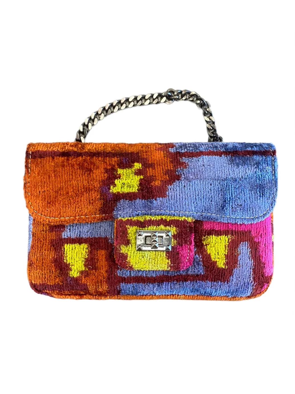 Silk Velvet Ikat Crossbody Bag