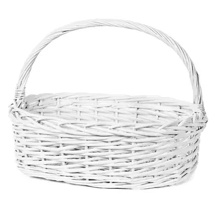 Oval White Painted Willow Over Handle End To End Basket