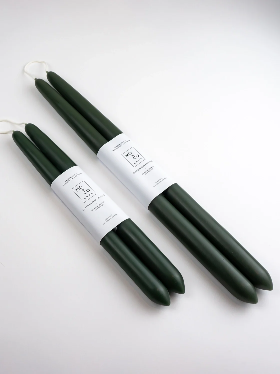 Forest Green | Dipped Beeswax Taper Candles | All Natural