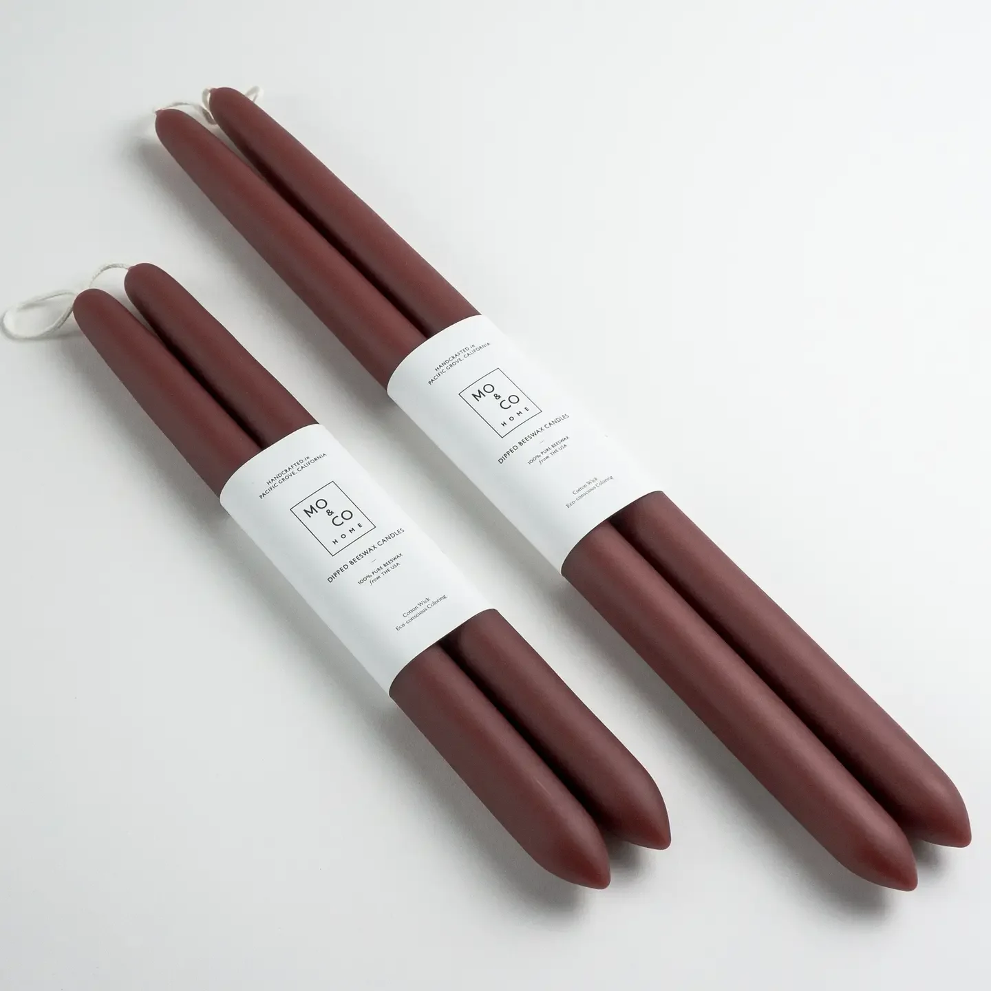 Burgundy | Dipped Beeswax Taper Candles | All Natural