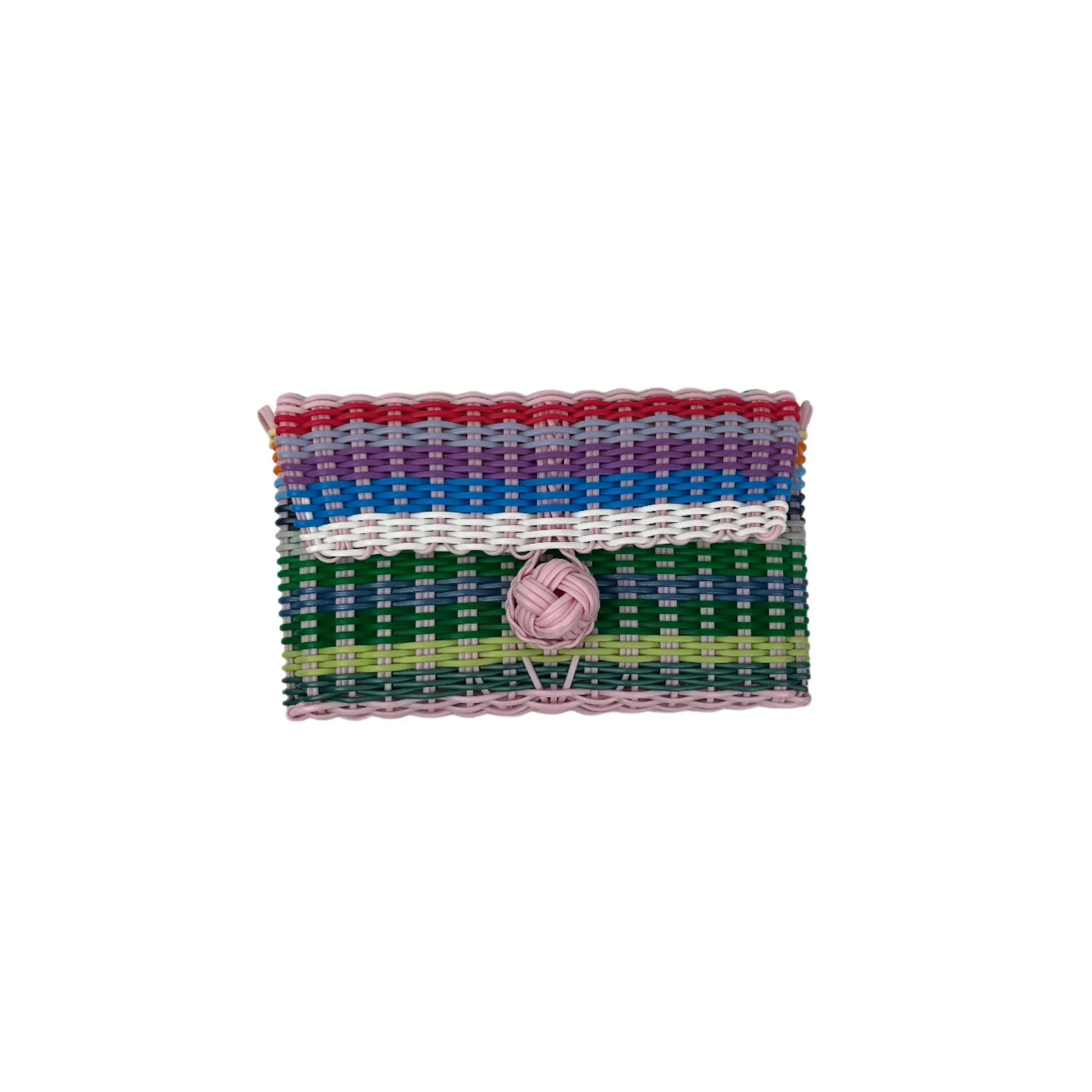 Clutch, Multi-Stripe Light Pink Button