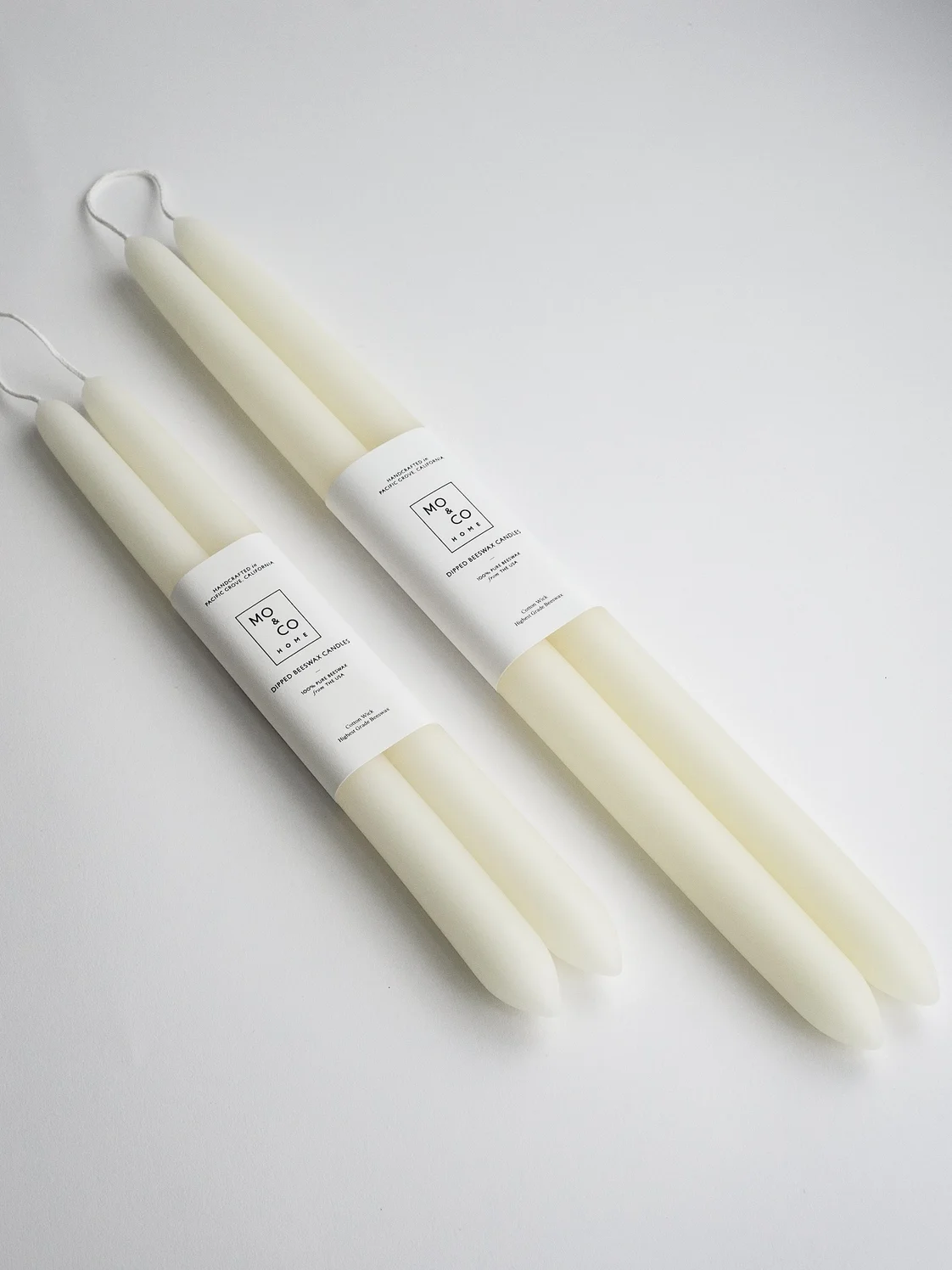 Natural White | Dipped Beeswax Taper Candles | All Natural