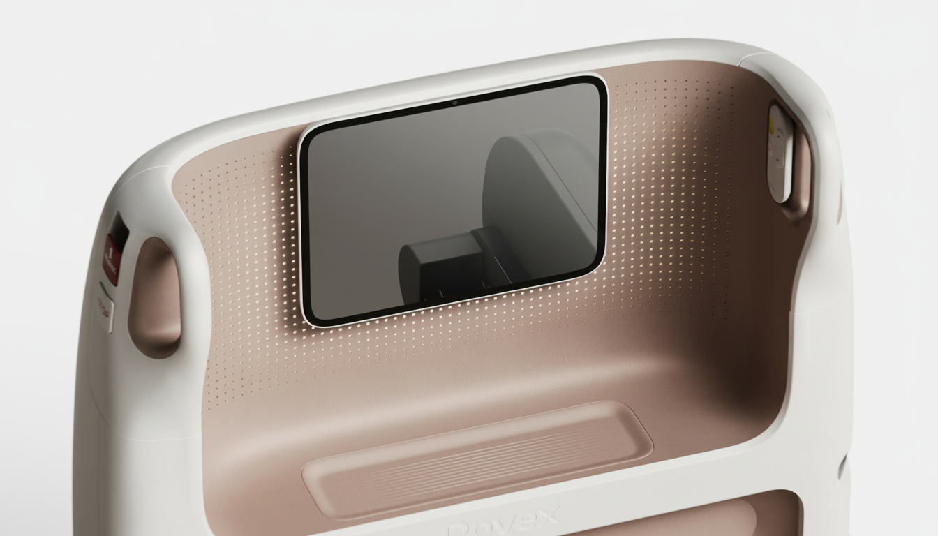 Patient infotainment screen on Rovi the autonomous in-hospital patient transport robot