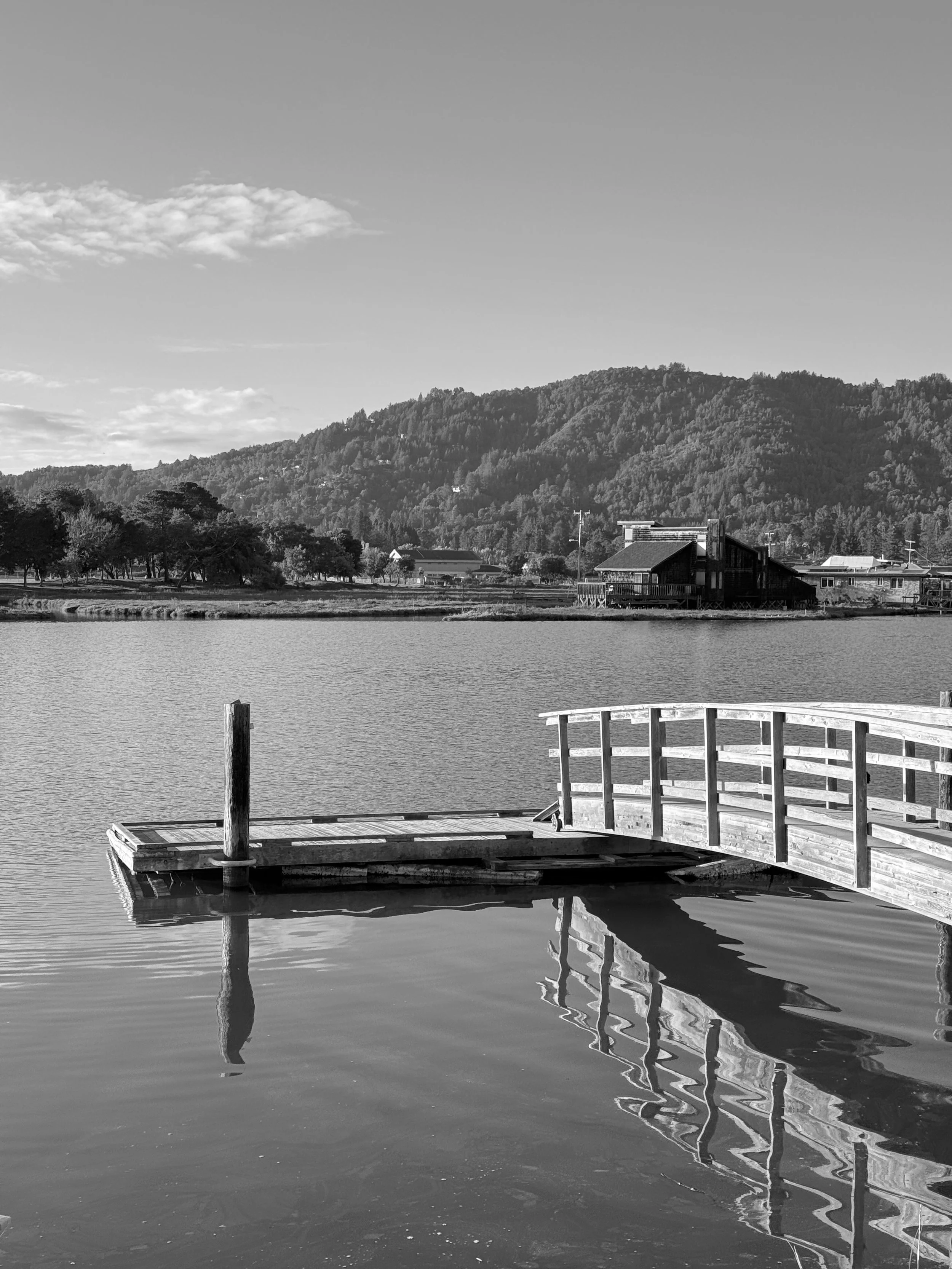 Dock & Water Reflection B&W