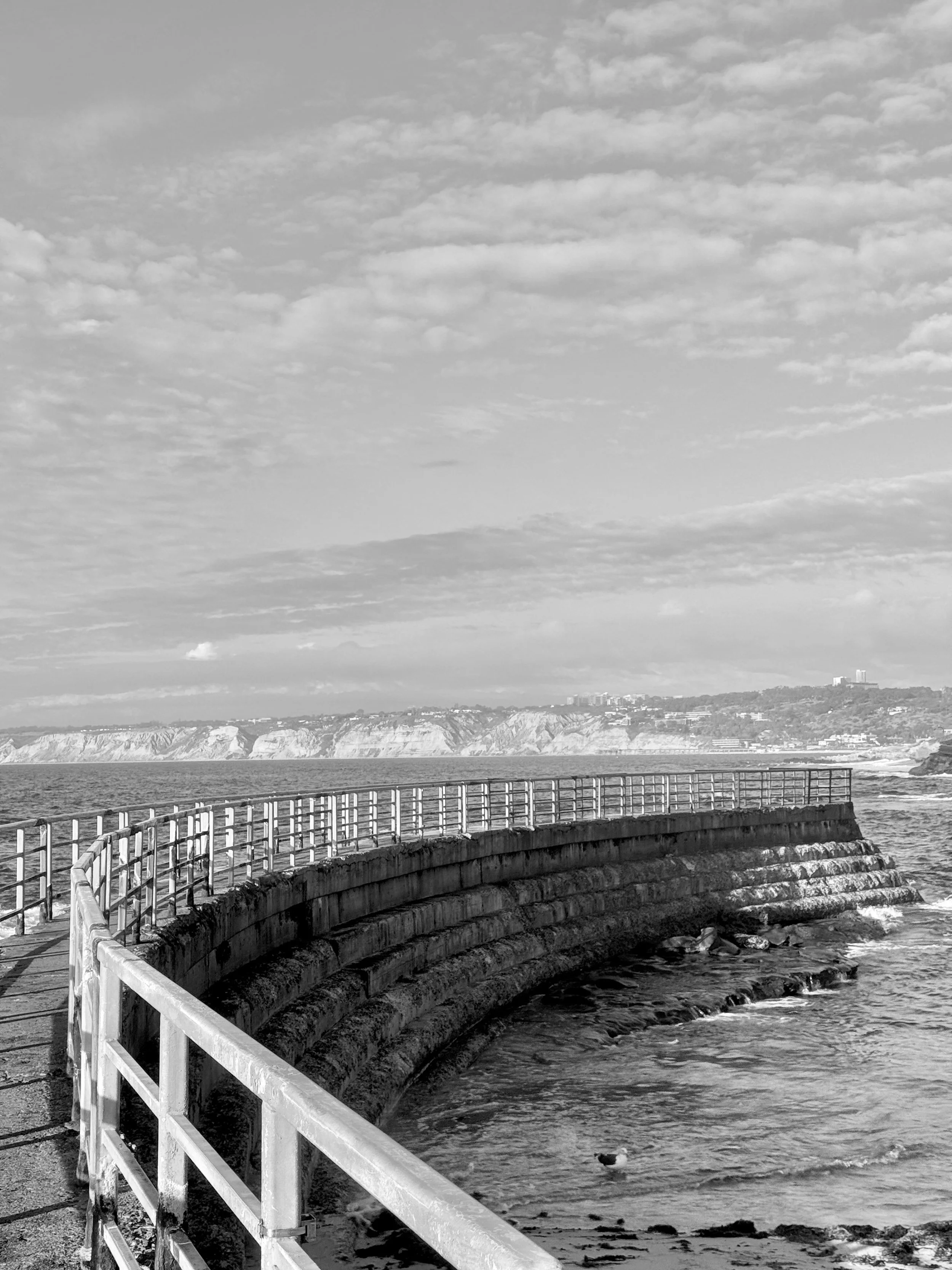 La Jolla Seawall B&W
