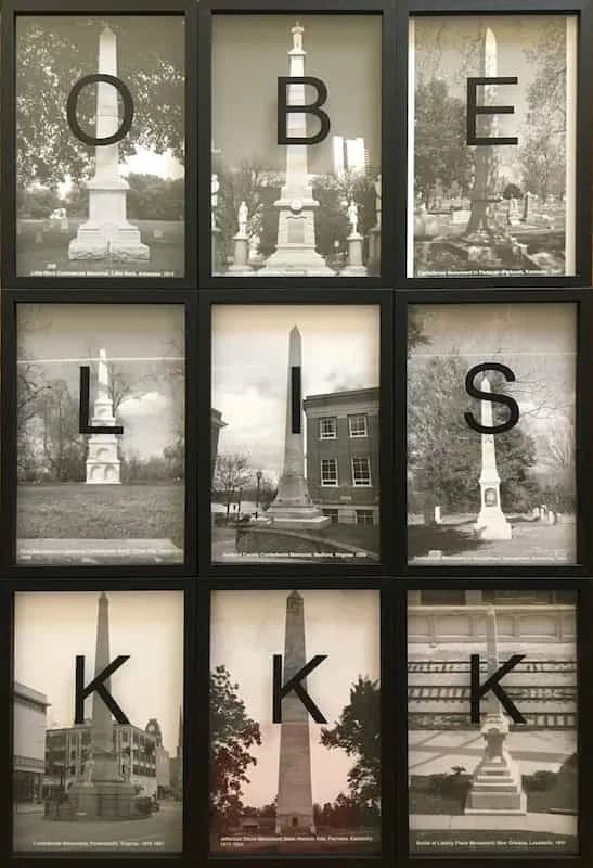 OBELISKKK, 2018. Nine captioned and framed photocopies, hand-cut vinyl letters.
12 x 18” each. 12 x 18” each (set of 10).