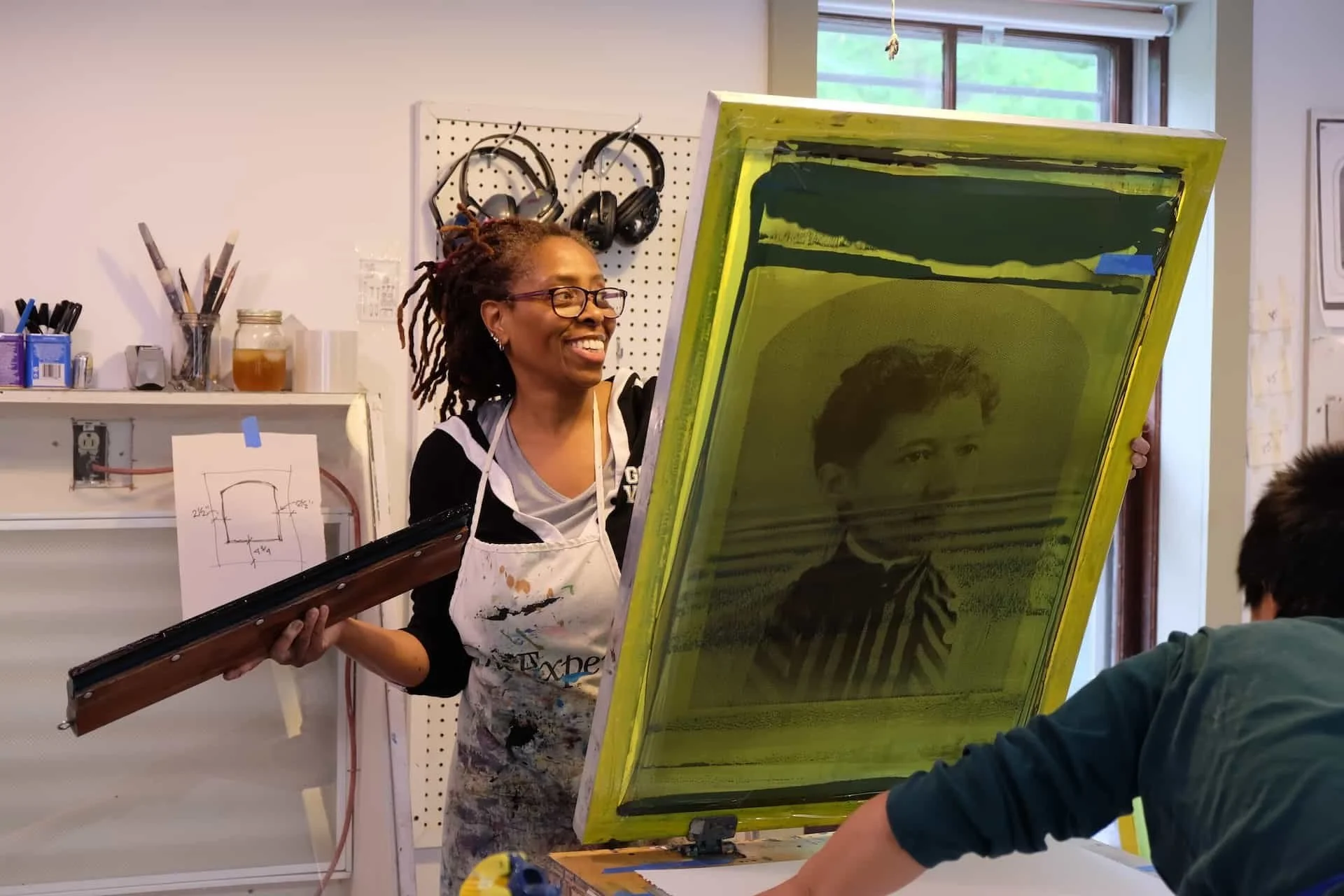 Joy in the print studio. Women's Studio Workshop, Kingston, NY.