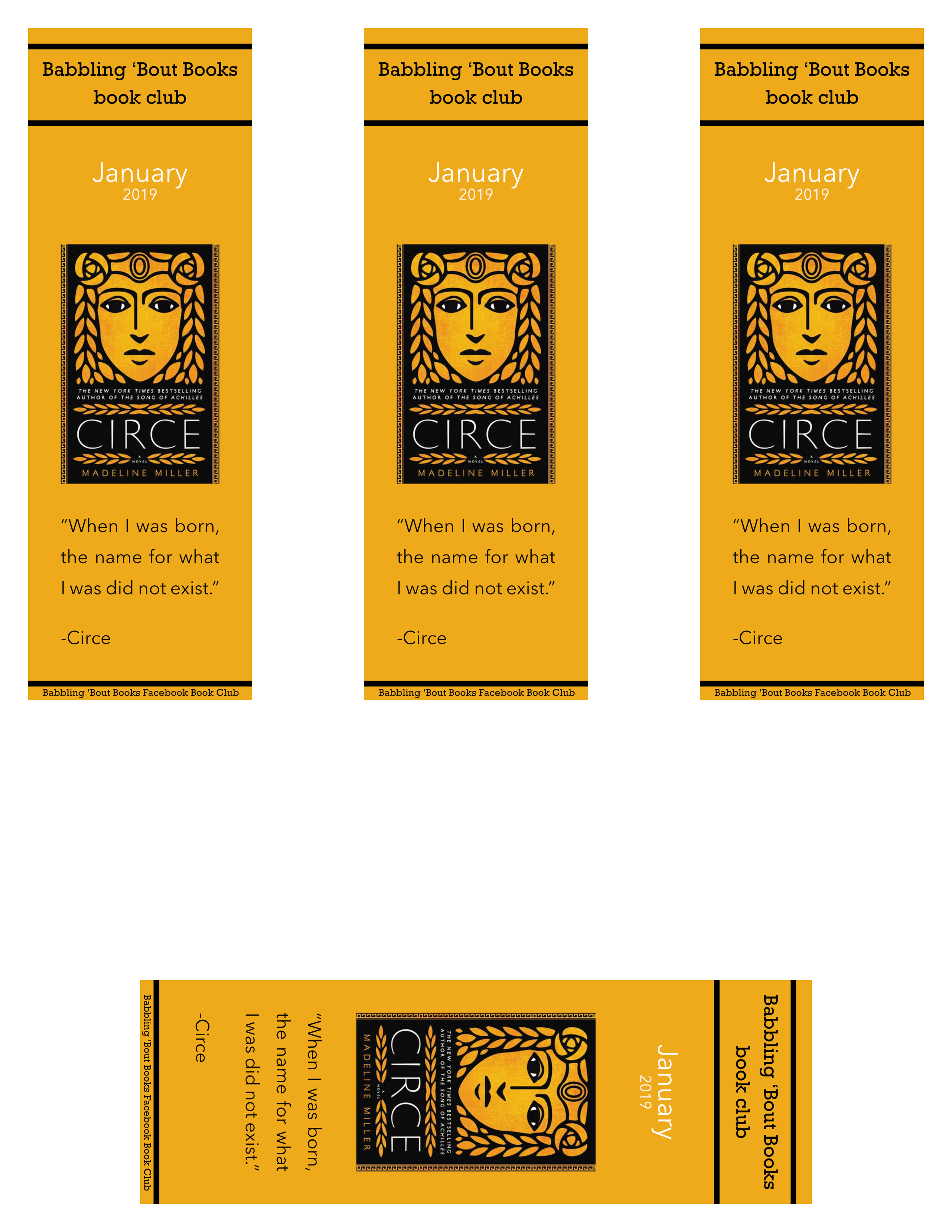 Babbling Bout Books January 2019 Book of the Month Bookmark | Back