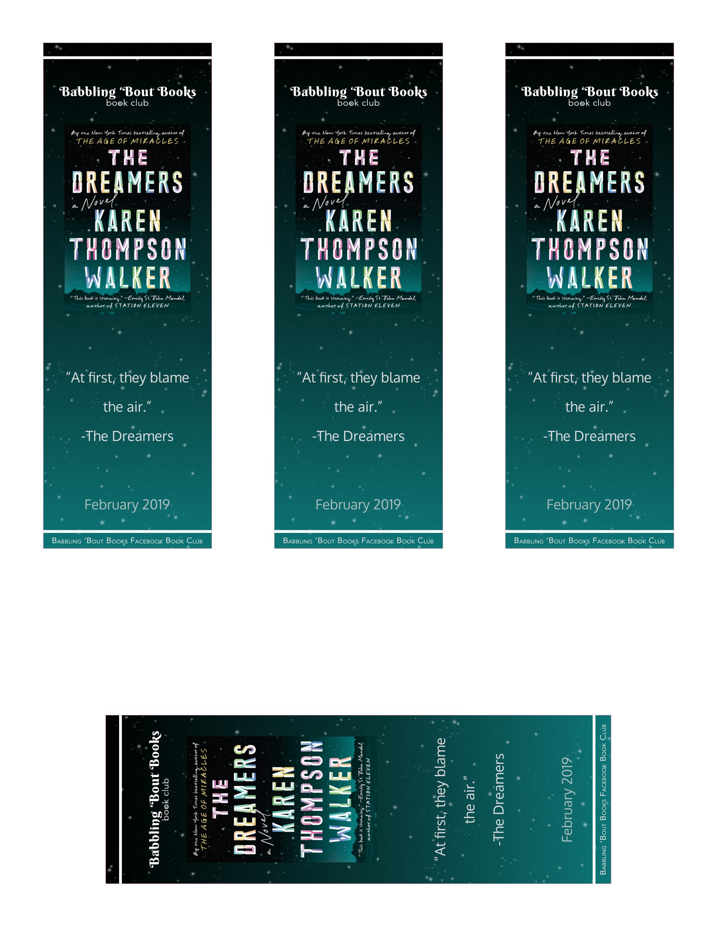 February 2019 Babbling 'Bout Books Book Club pick Bookmarks | Back
