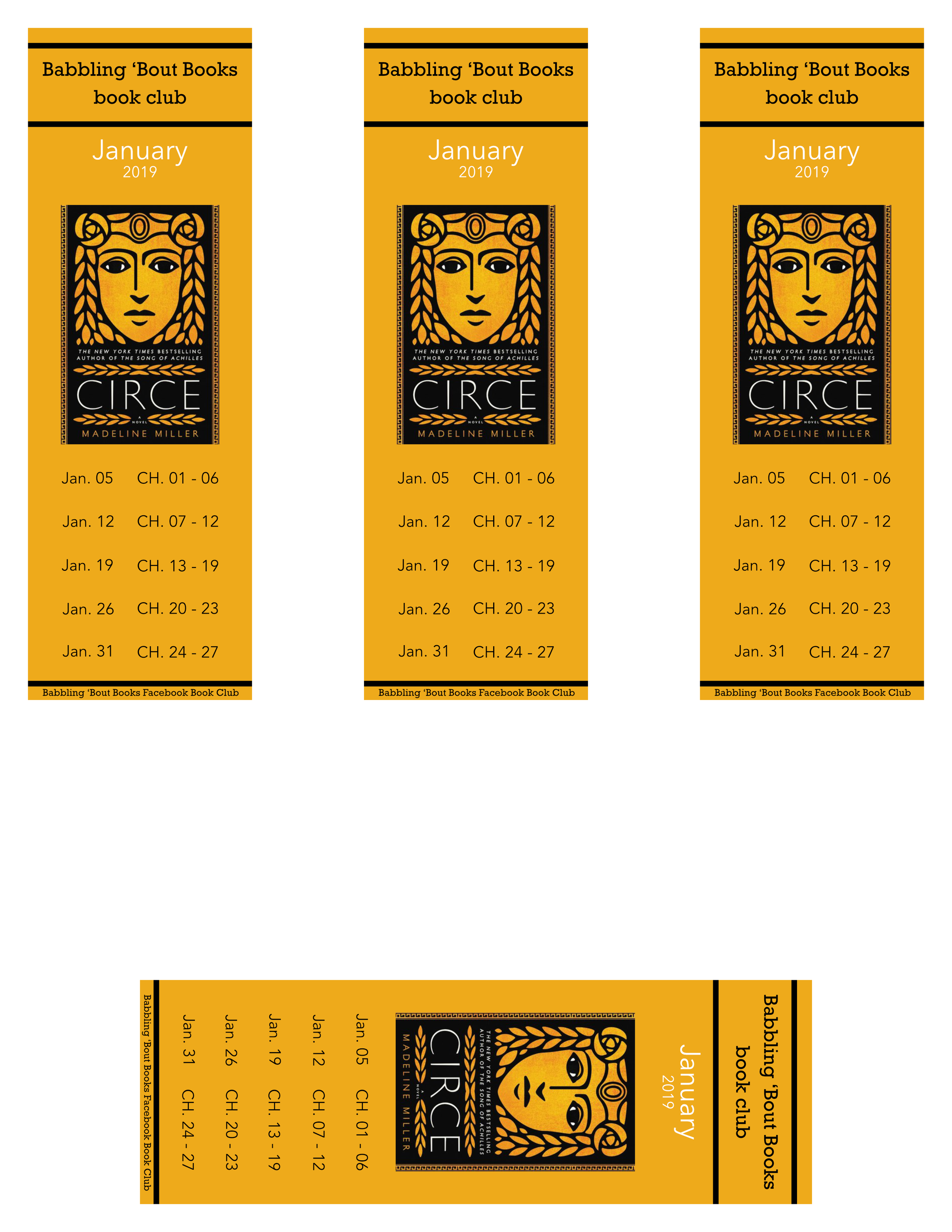 Babbling Bout Books January 2019 Book of the Month Bookmark | Front