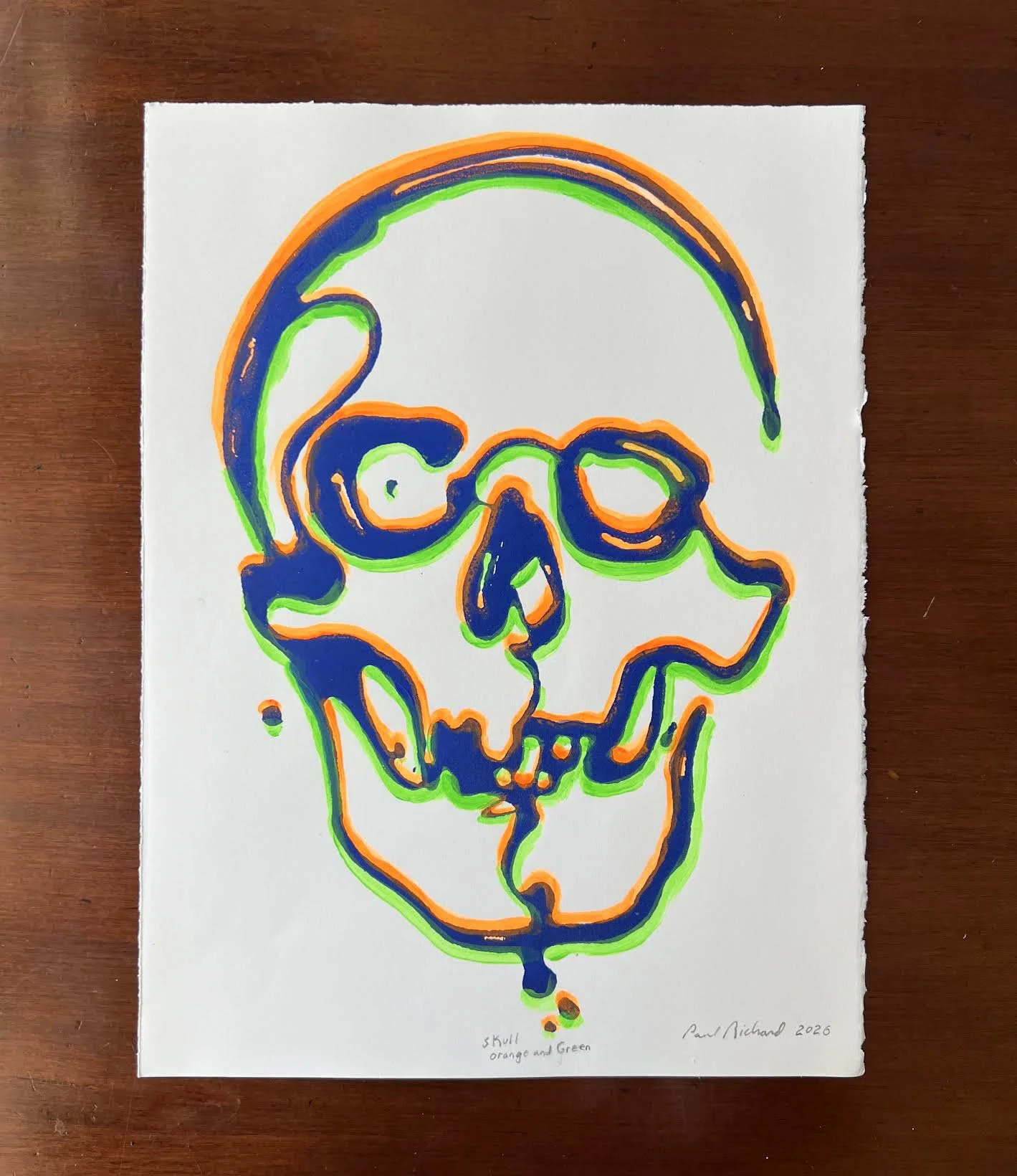 Skull, Orange and Green