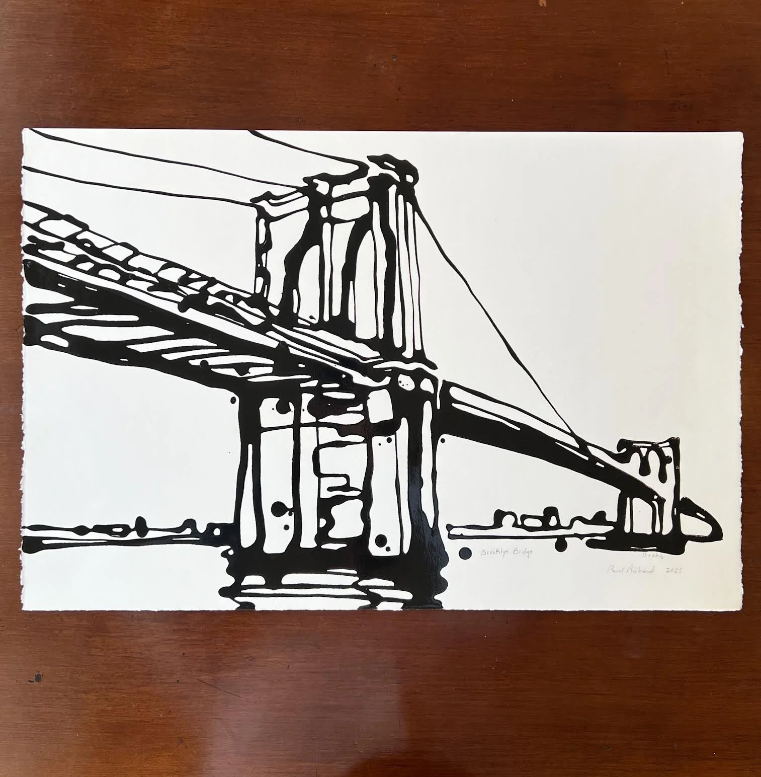Brooklyn Bridge, Original Drip Painting