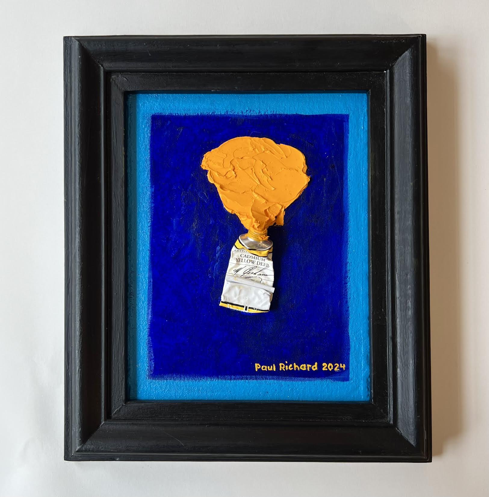 Cadmium Yellow Deep on Ultramarine Blue and Sevres Blue 2024