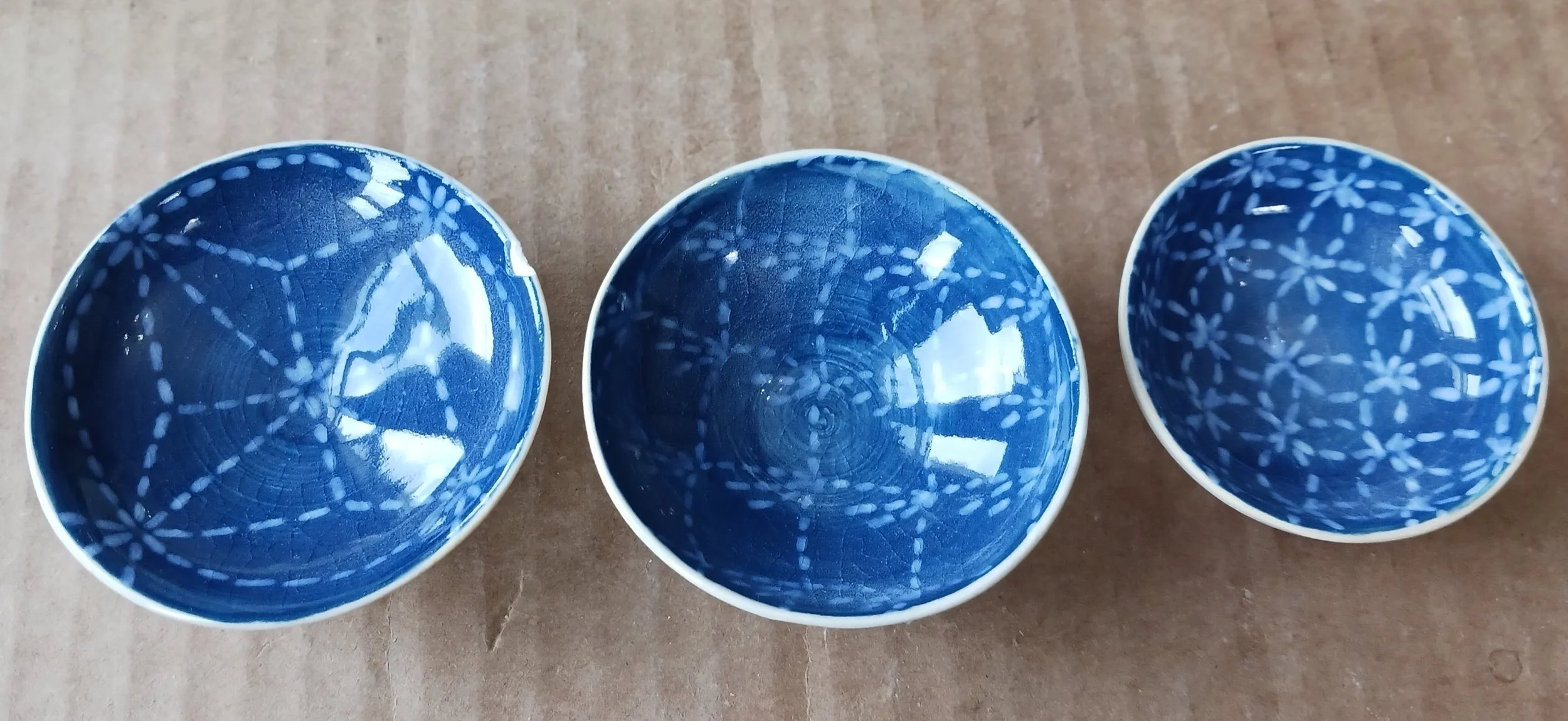 sashiko-inspired trinket dishes