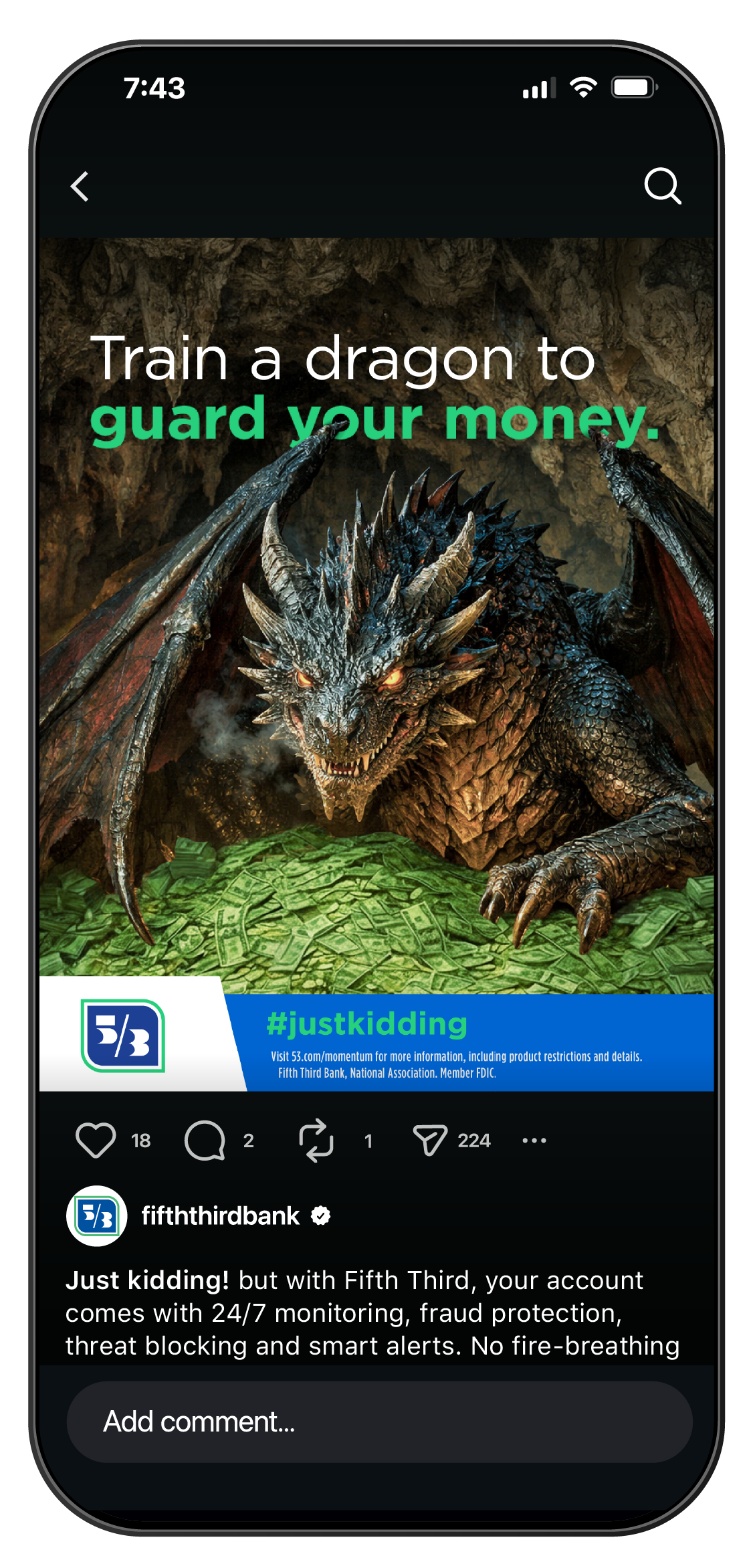 Just Kidding Fifth Third Bank social