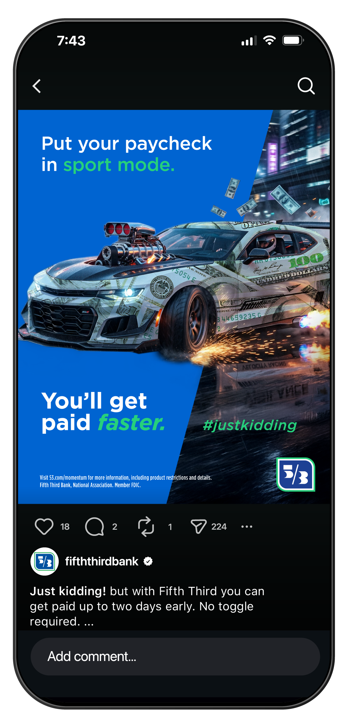 Just Kidding Fifth Third Bank social