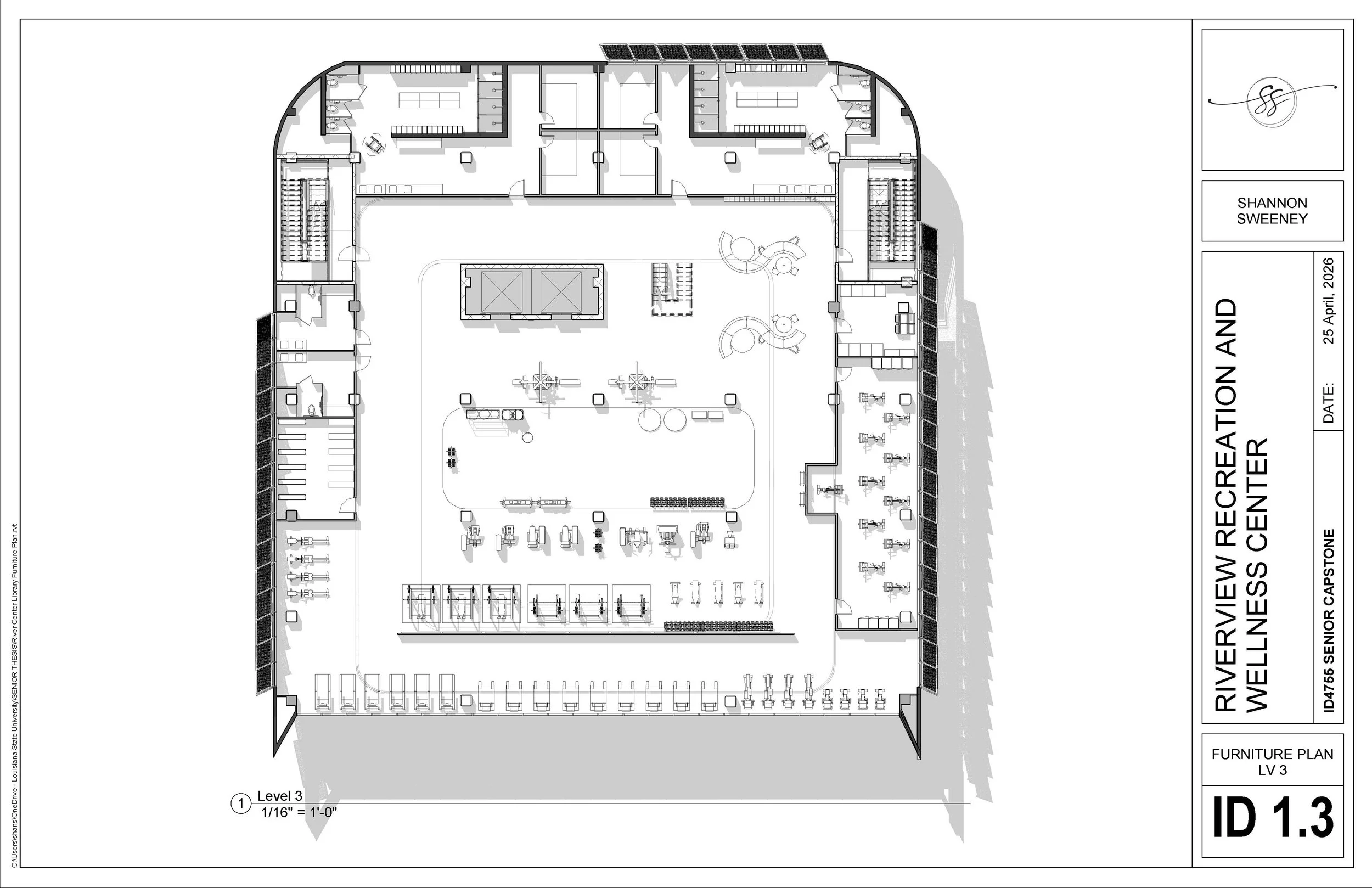Riverview Recreation and Wellness - Furniture Plan Level 3 - Senior Year, Capstone