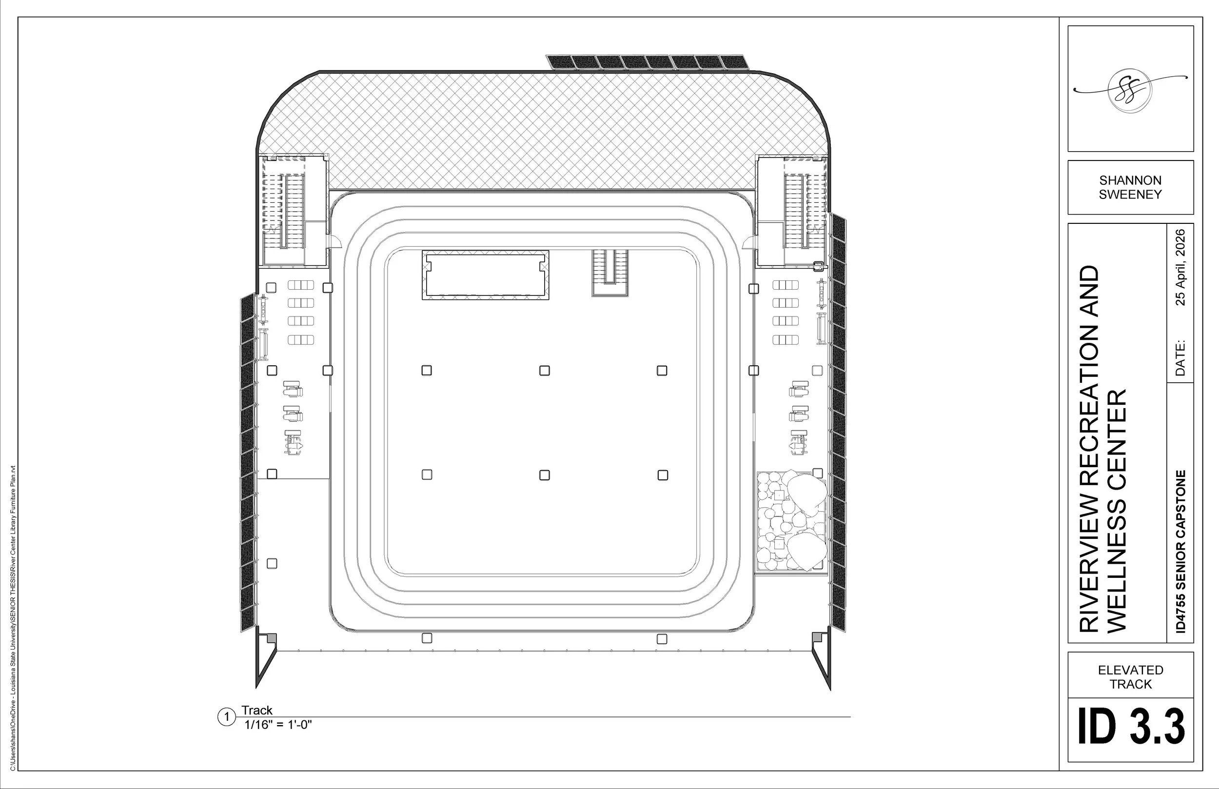 Riverview Recreation and Wellness - Furniture Plan Elevated Track Level - Senior Year, Capstone