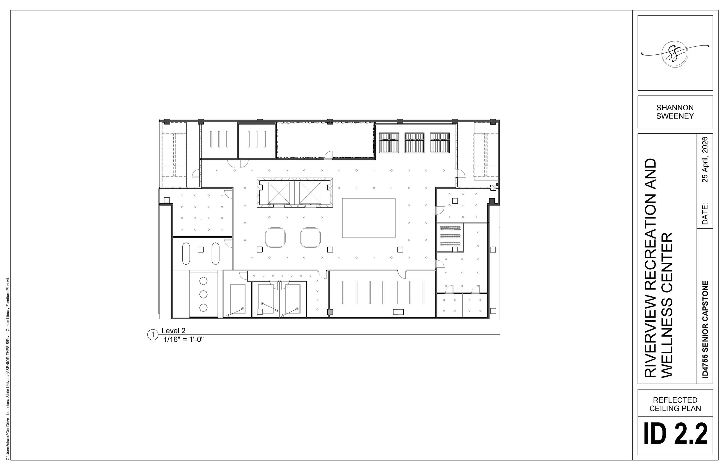 Riverview Recreation and Wellness - Reflected Ceiling Plan Level 2 - Senior Year, Capstone