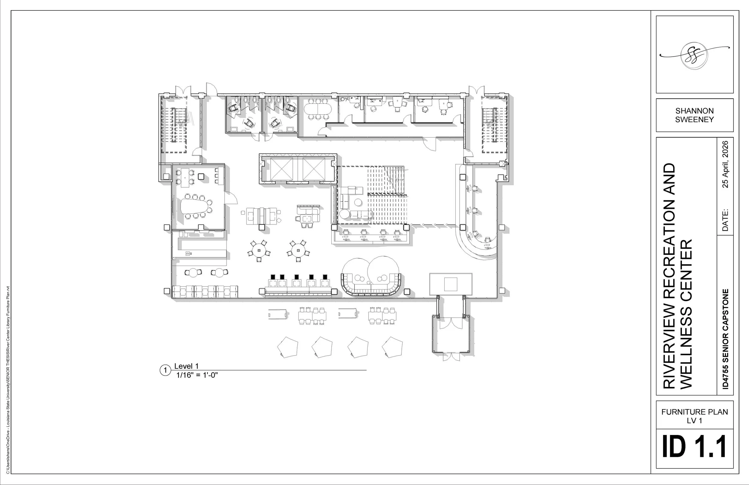 Riverview Recreation and Wellness - Furniture Plan Level 1 - Senior Year, Capstone