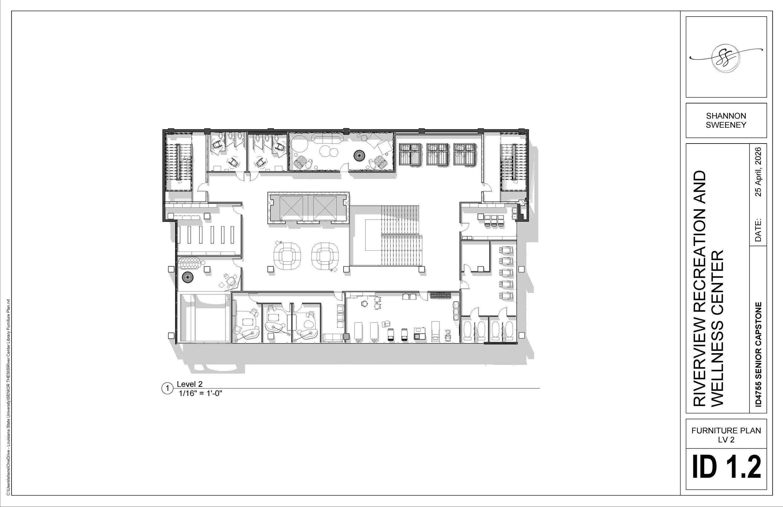 Riverview Recreation and Wellness - Furniture Plan Level 2 - Senior Year, Capstone