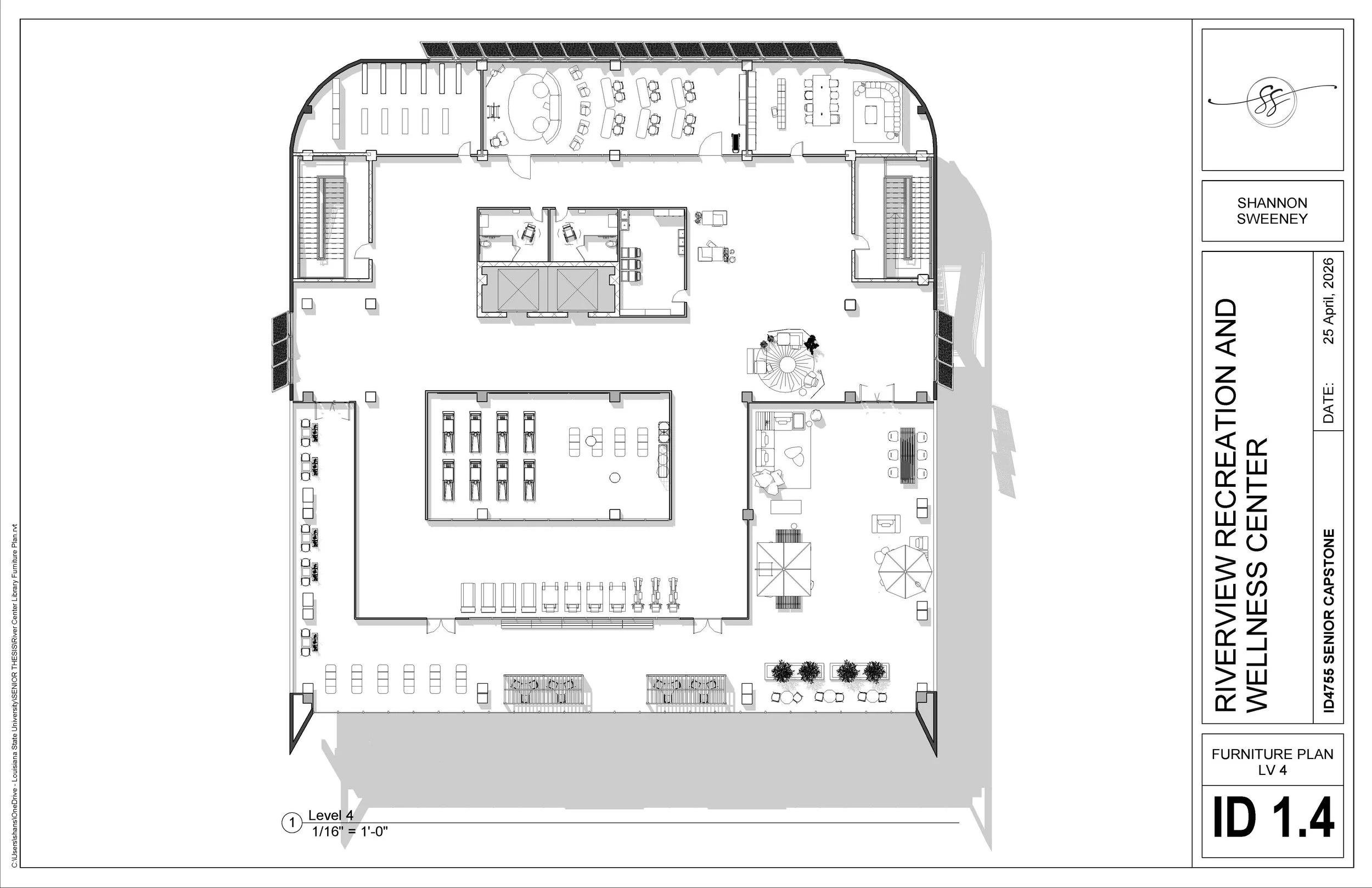 Riverview Recreation and Wellness - Furniture Plan Level 4 - Senior Year, Capstone