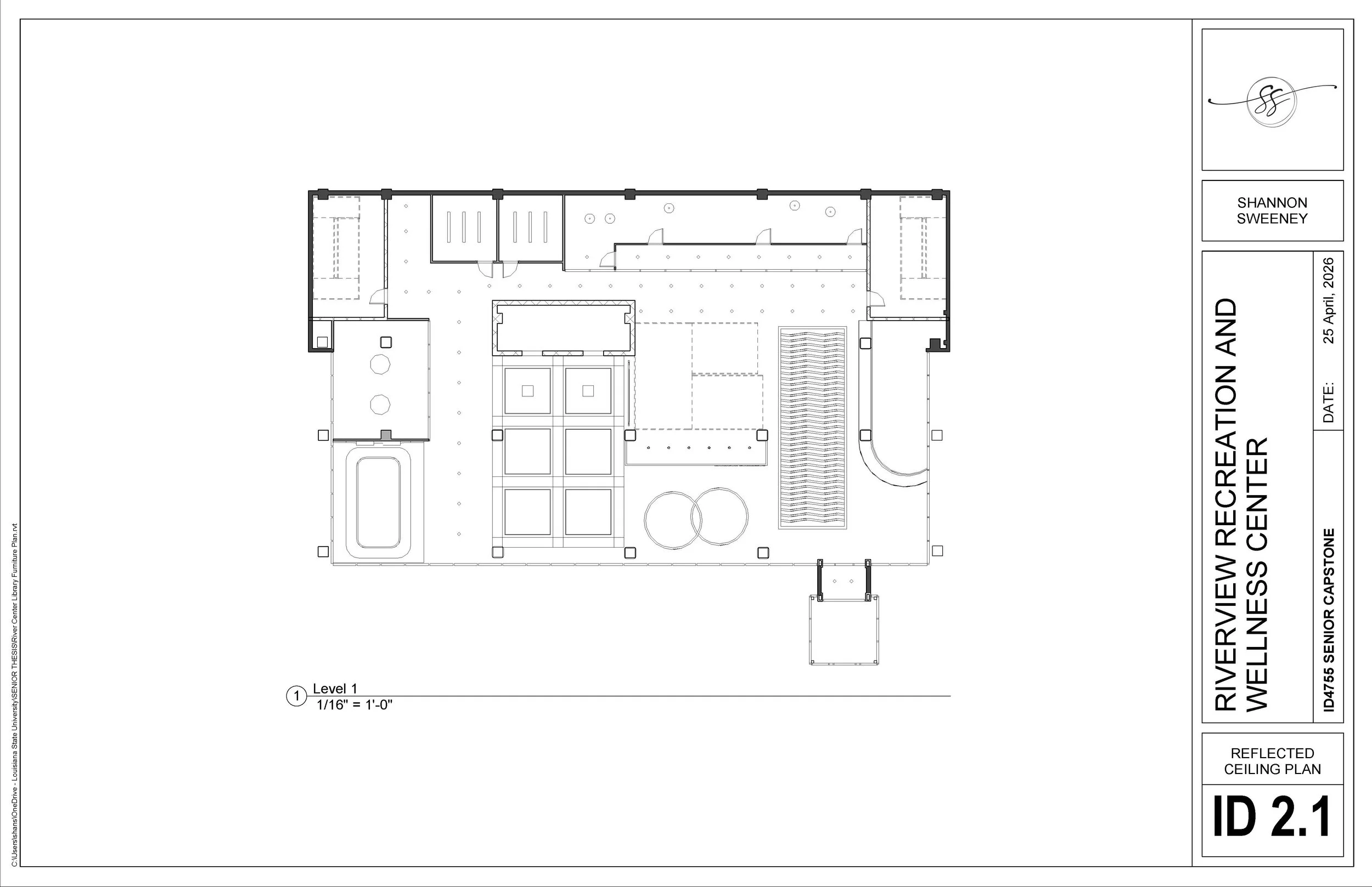 Riverview Recreation and Wellness - Reflected Ceiling Plan Level 1 - Senior Year, Capstone