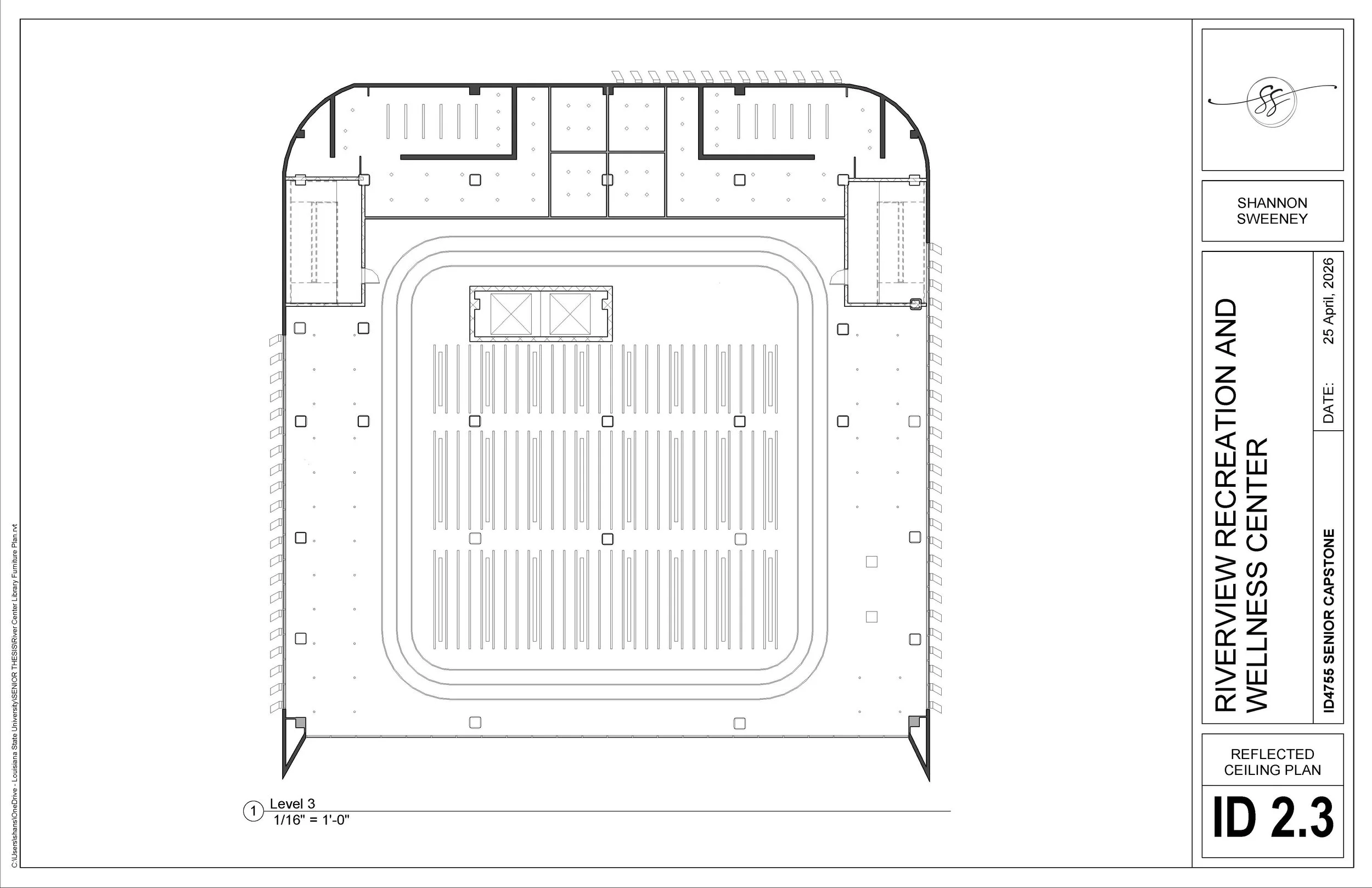 Riverview Recreation and Wellness - Reflected Ceiling Plan Level 3 - Senior Year, Capstone
