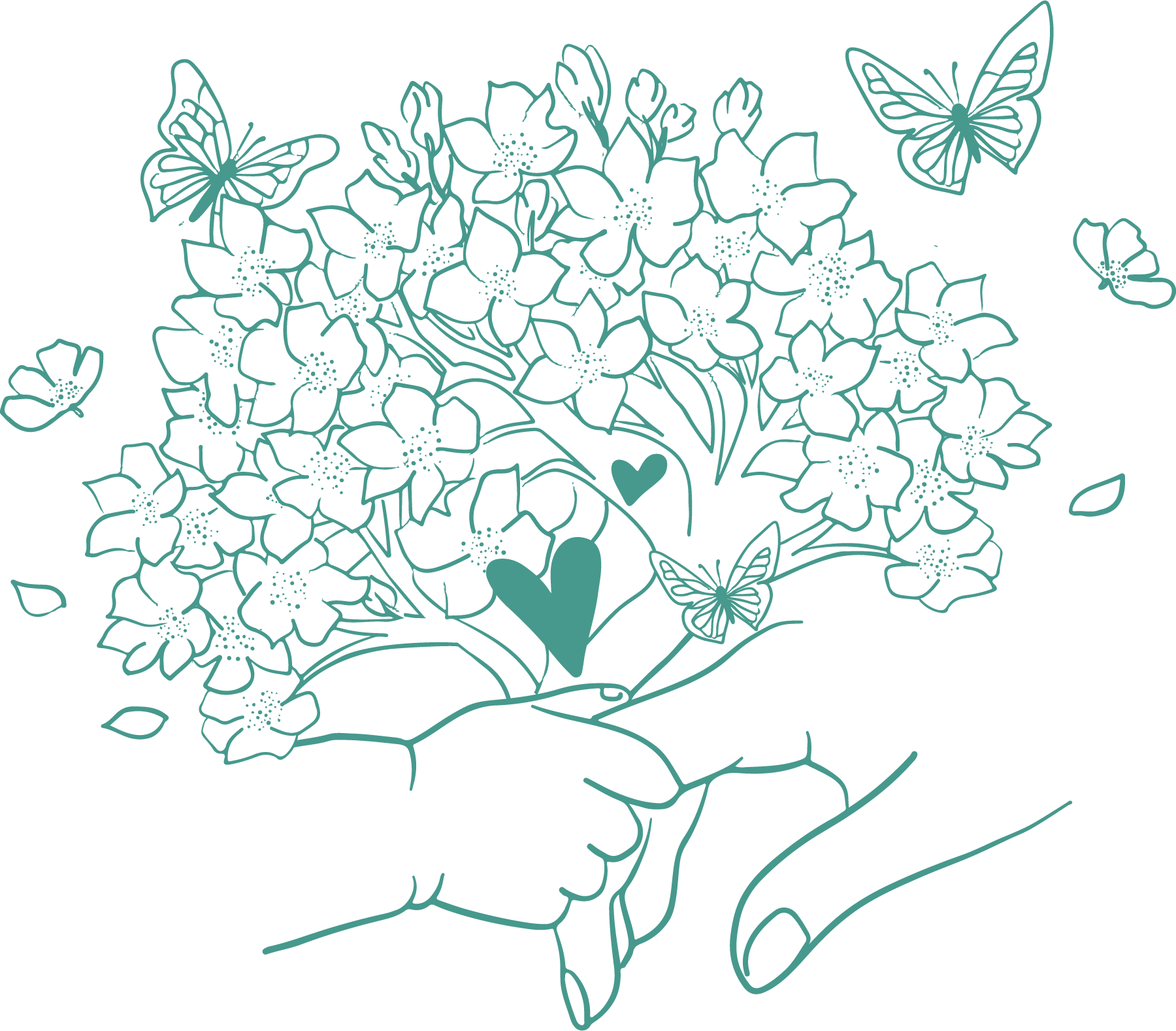 Illustration de la main d'un bébé qui tient le doigt de sa maman