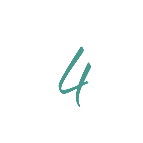 Un cercle blanc avec le chiffre 4 écrit en style cursif au centre.