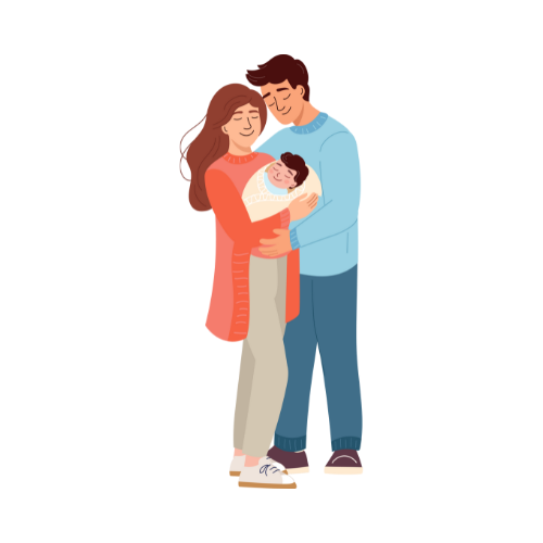 Papa et mama avec le bébé