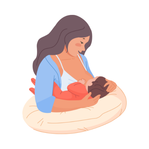 Une femme allaite un bébé