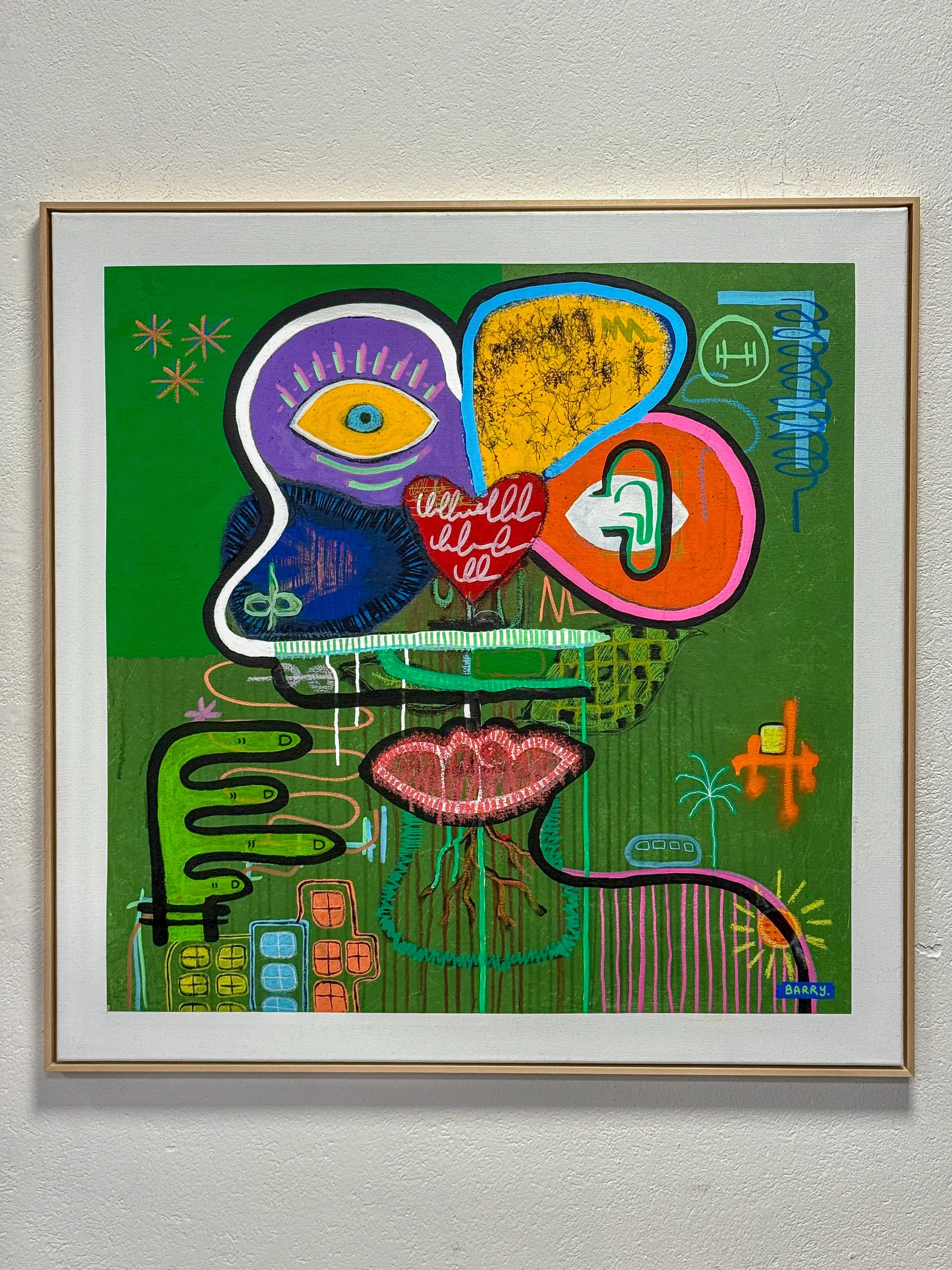 La Belle (2025) - Mixed Media on linen mounted in a wood frame - 100 x 100 x 2 cm