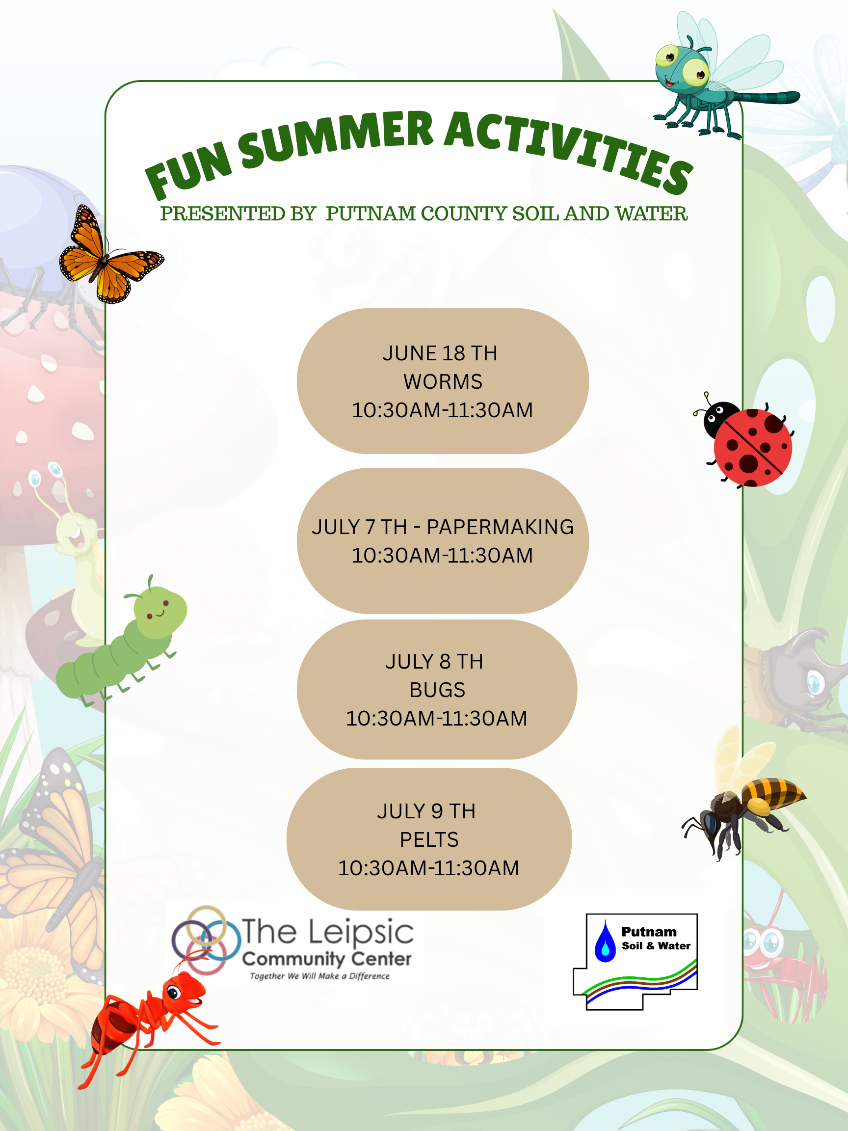 Green Colorful Insects Illustration Classroom Announcement Poster .png