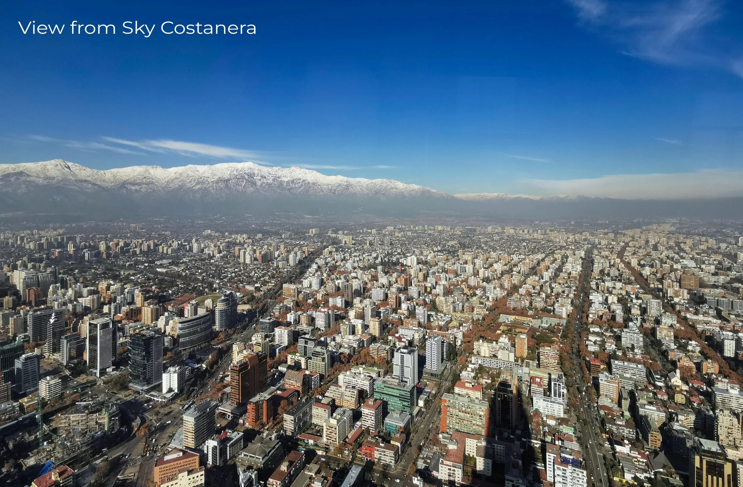 View over Santiago, Chile from the Sky Costanera observation deck