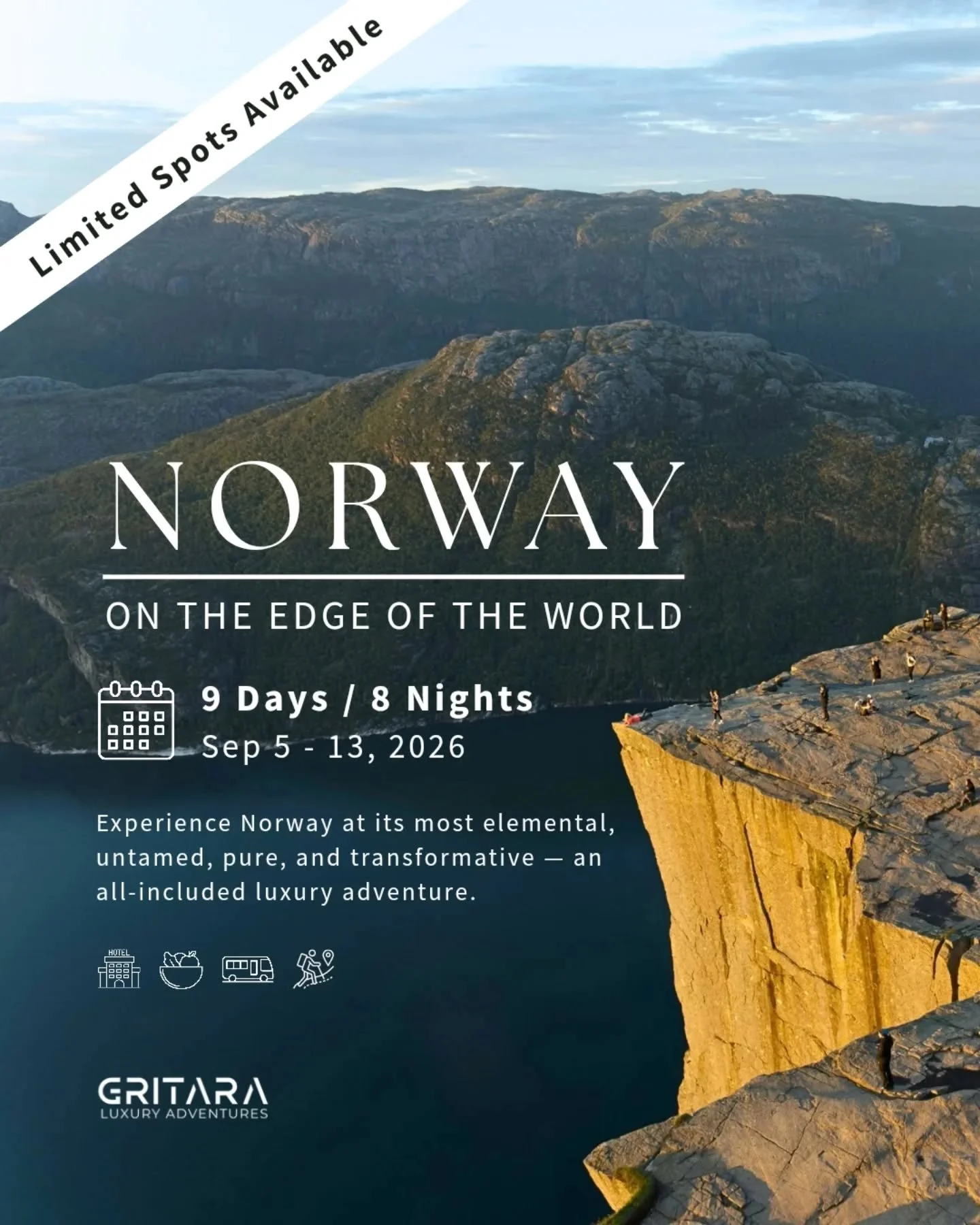 Our next journey takes us to Norway, where mountains fall into fjords, trails lead to legendary viewpoints, and every day brings a new sense of scale. Crafted for travelers who seek extraordinary landscapes, meaningful movement, and stays that feel a