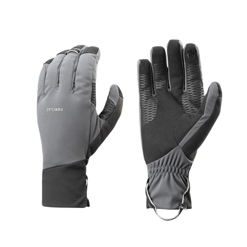 Pair of grey and black outdoor gloves