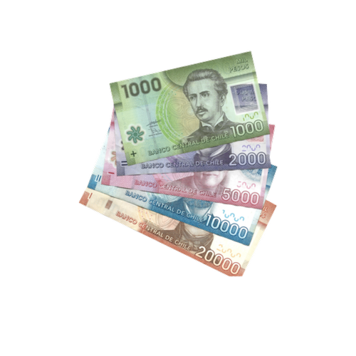 Stack of Chilean peso banknotes