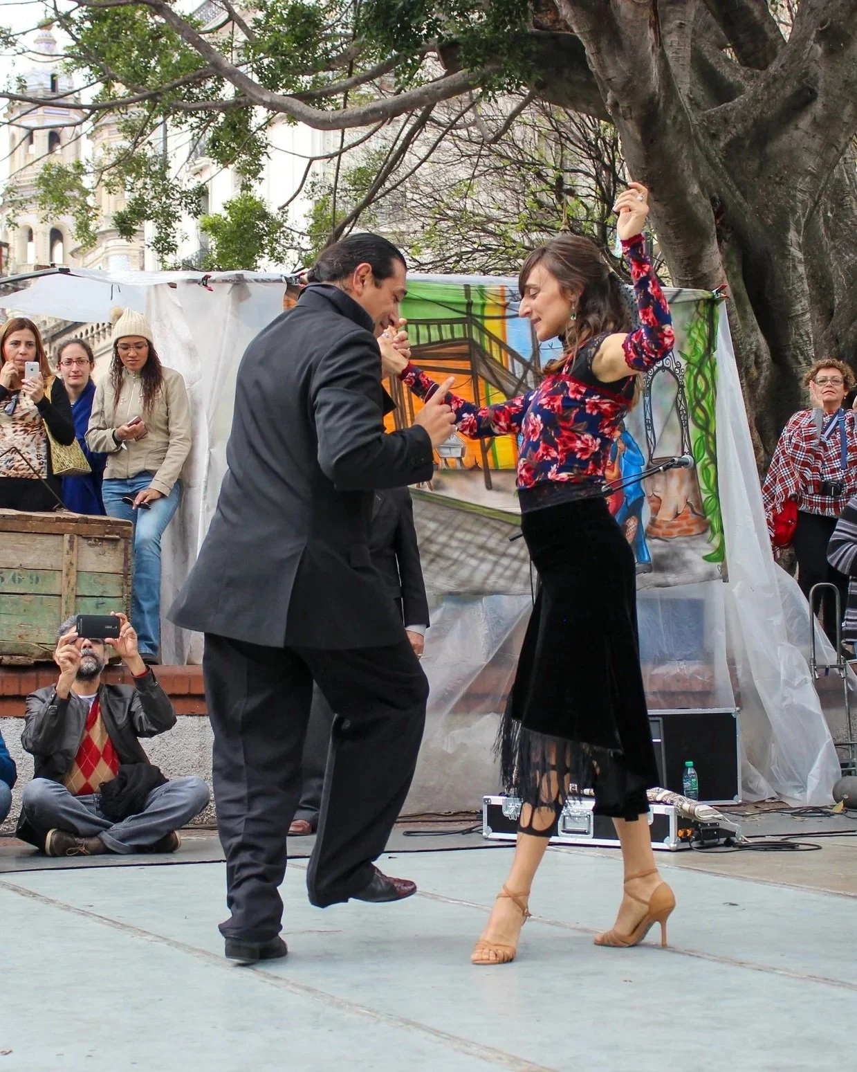Tango dancers performing outdoors in Buenos Aires, Argentina